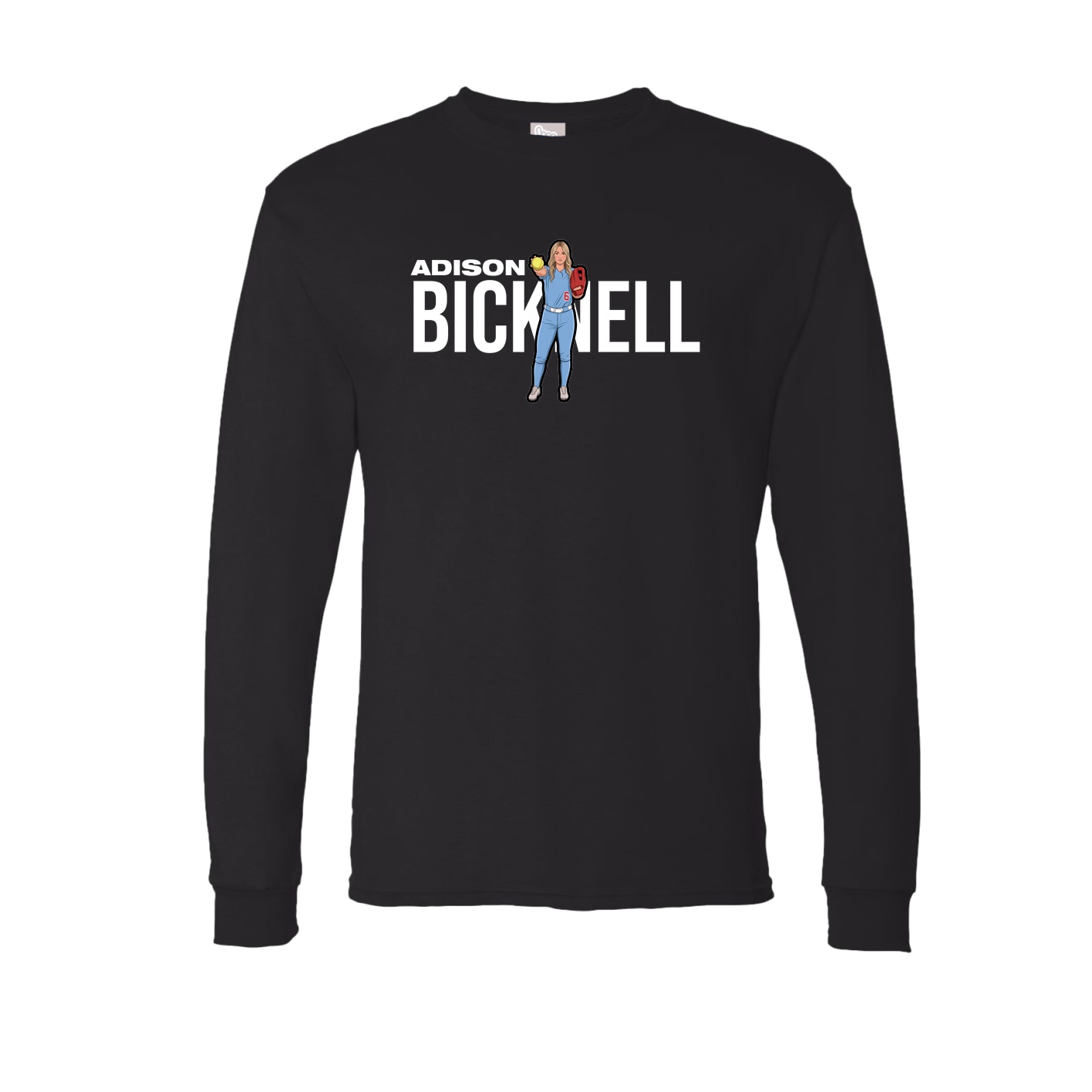 Long Sleeve Tee — Player Name in Black
