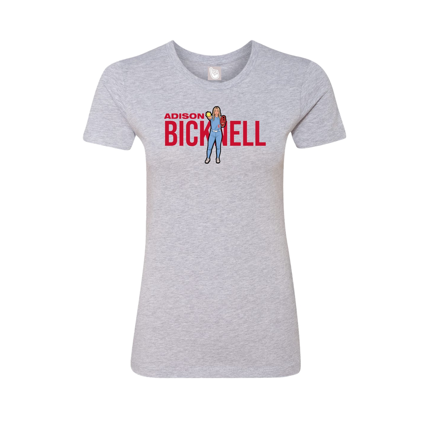 Fitted Women's Tee — Player Name in Grey