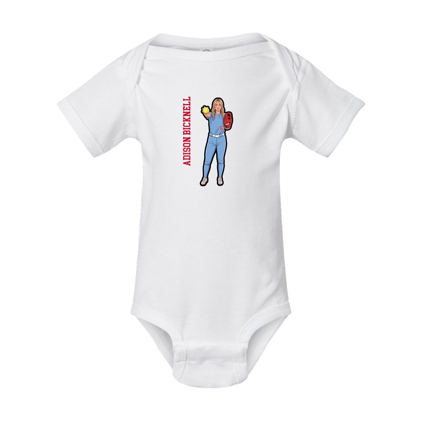Baby Onesie — Name Vertical in White