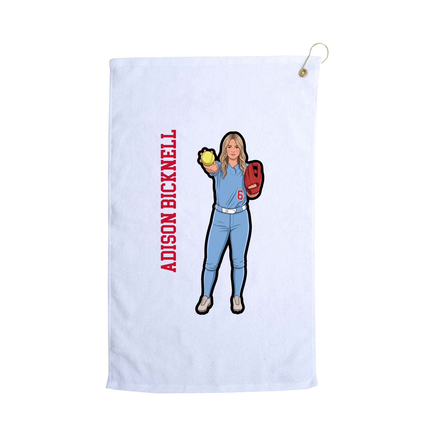Golf Towel — Name Vertical in White