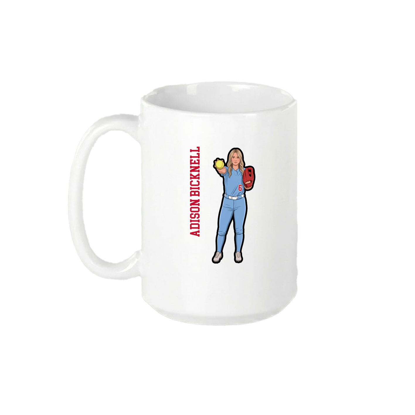 15oz Coffee Mug — Name Vertical in White