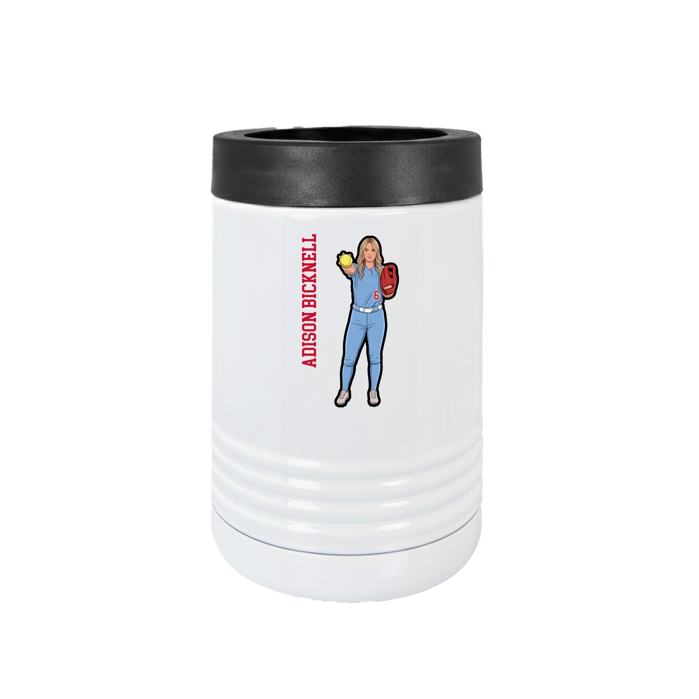 Beverage Holder — Name Vertical in White