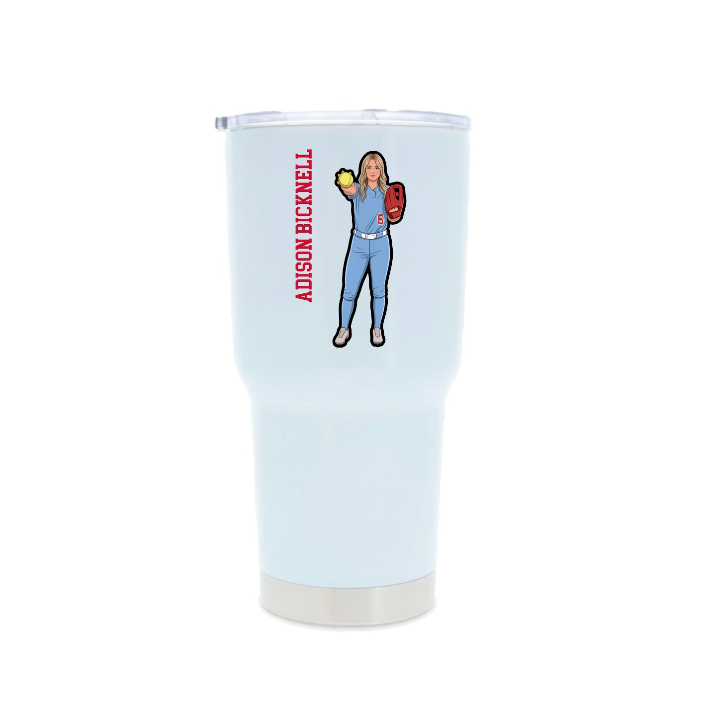 30oz Stainless Steel Tumbler — Name Vertical in White