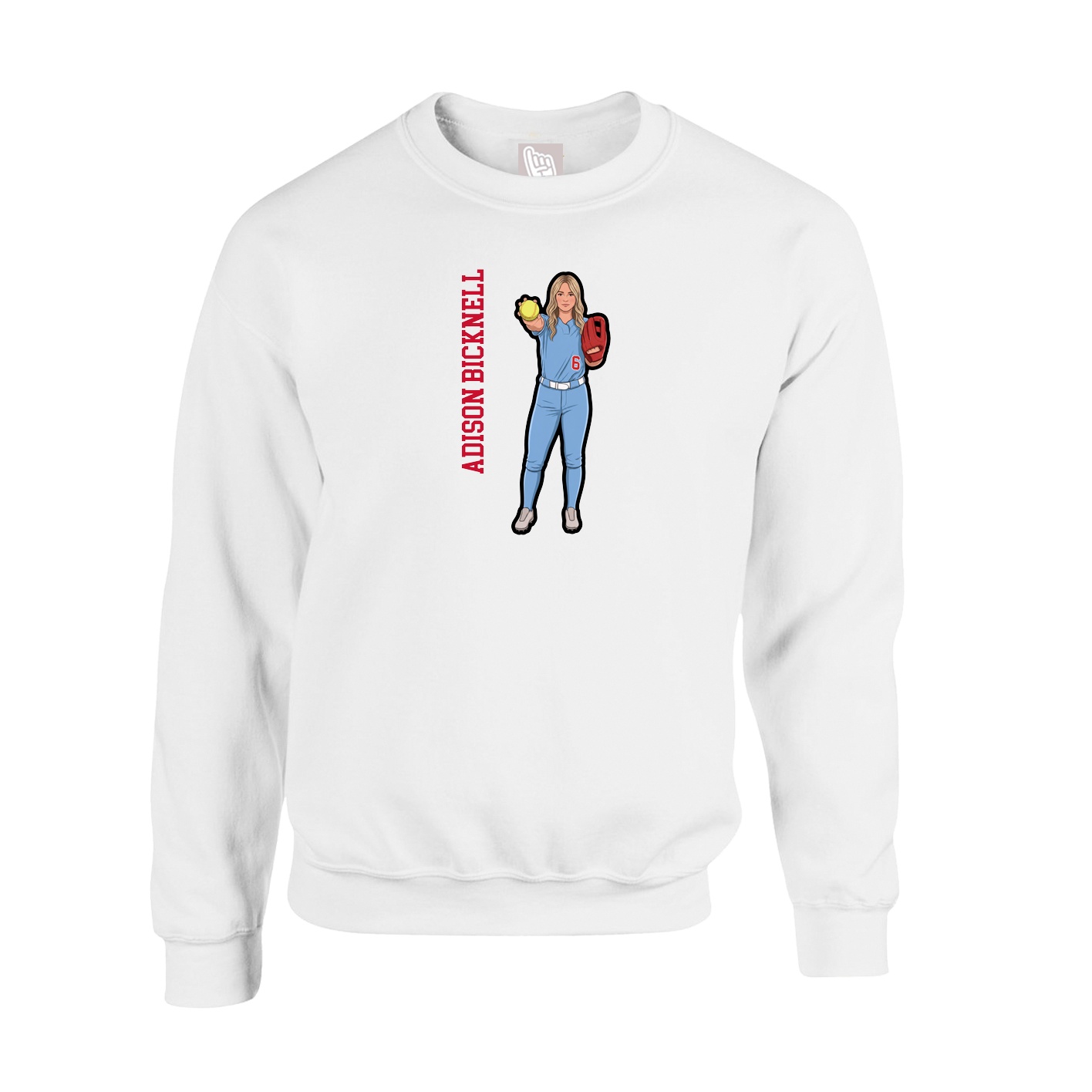 Fleece Crew — Name Vertical in White