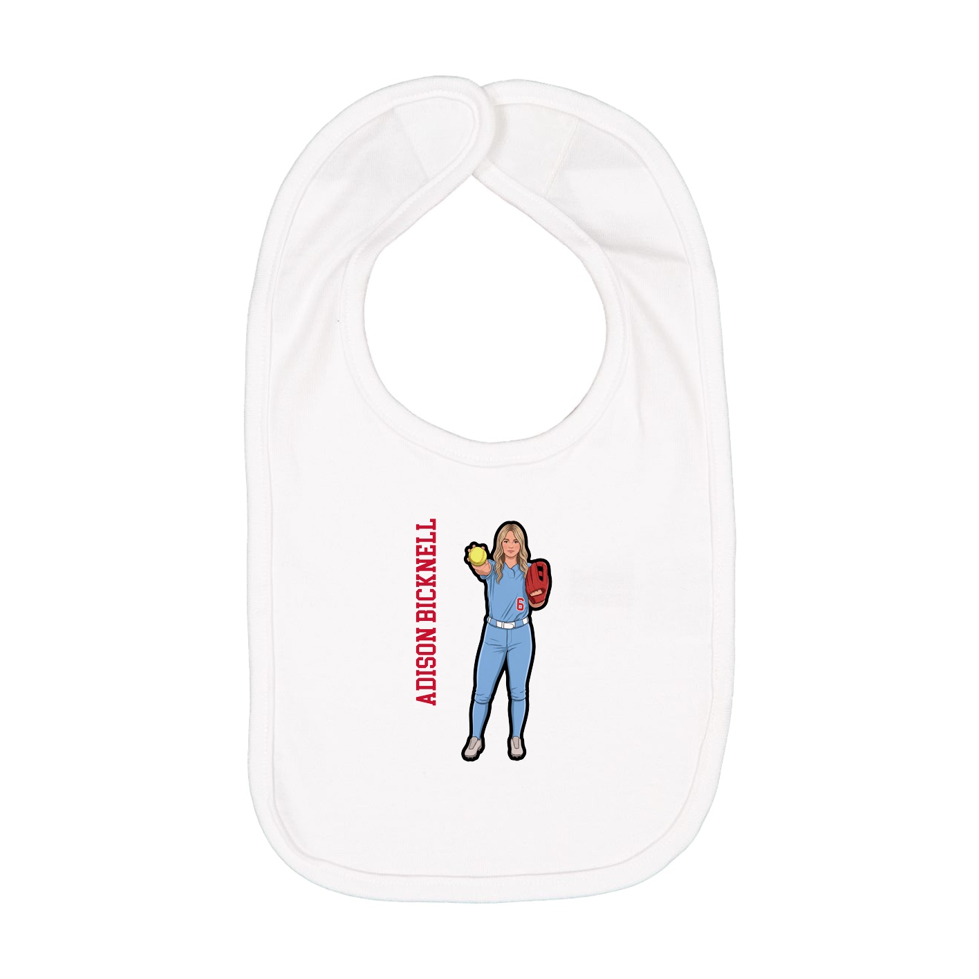 Infant Bib — Name Vertical in White