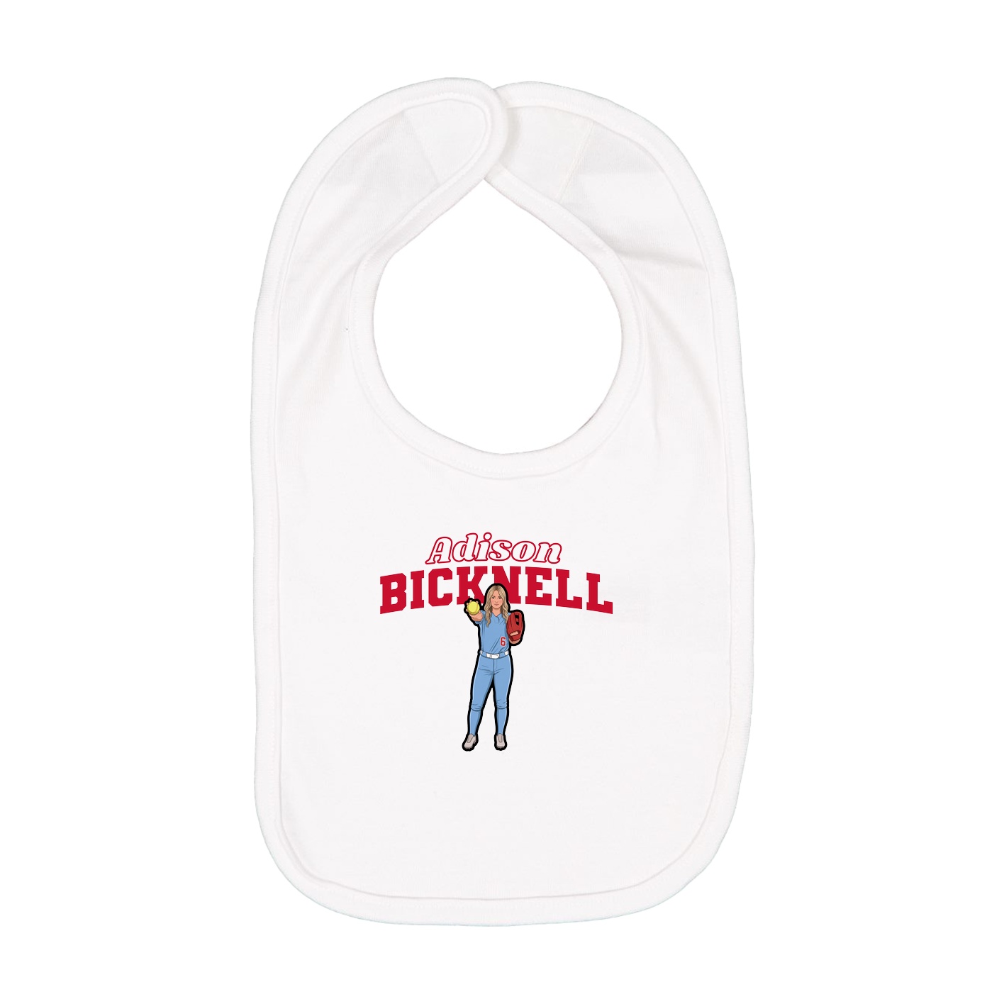 Infant Bib — Name Arch in White