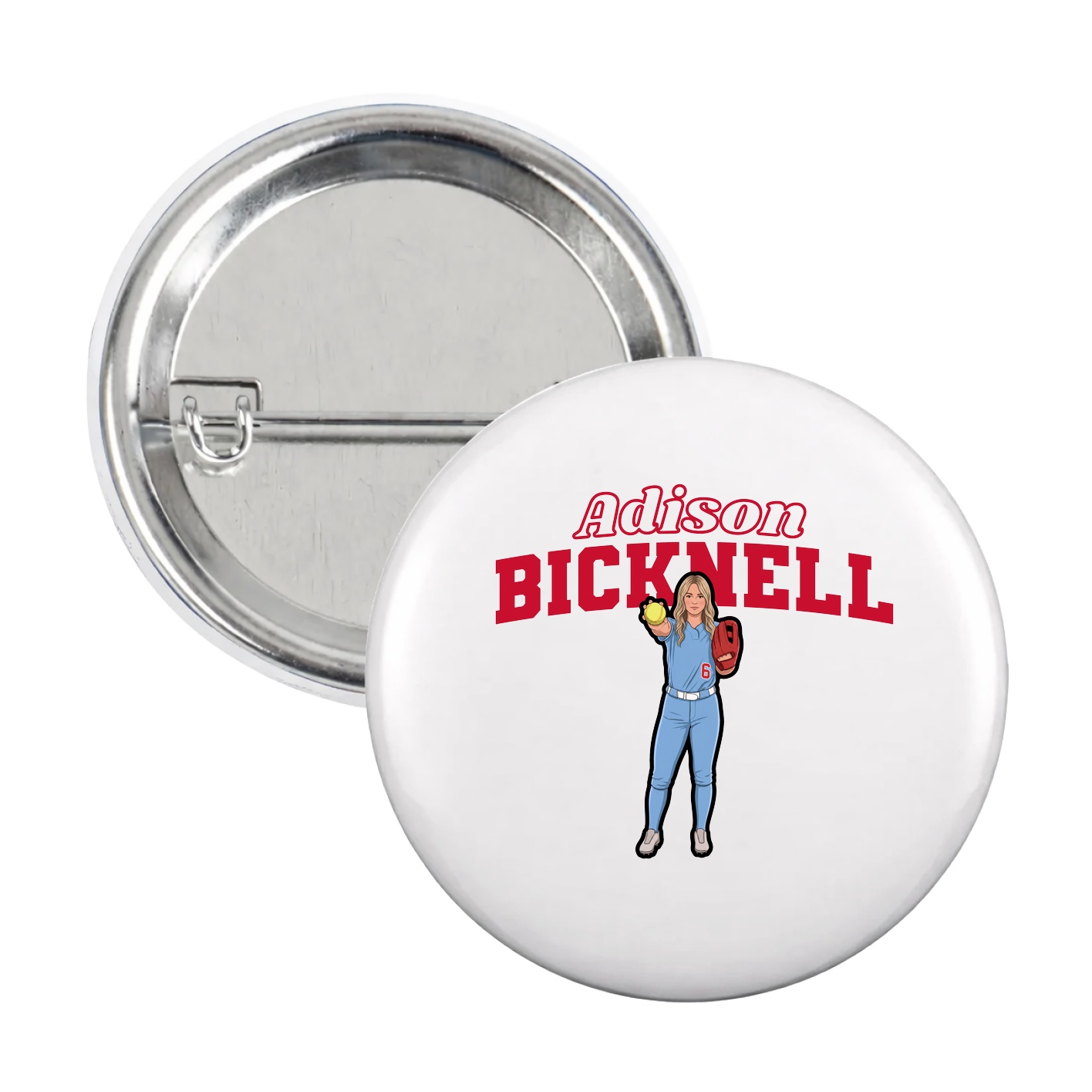 Game Day Button — Name Arch in White