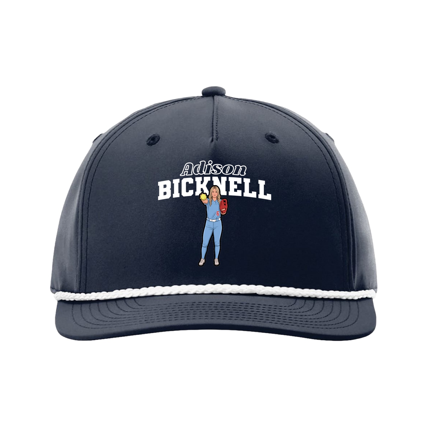 Five-Panel Classic Rope Cap — Name Arch in Navy