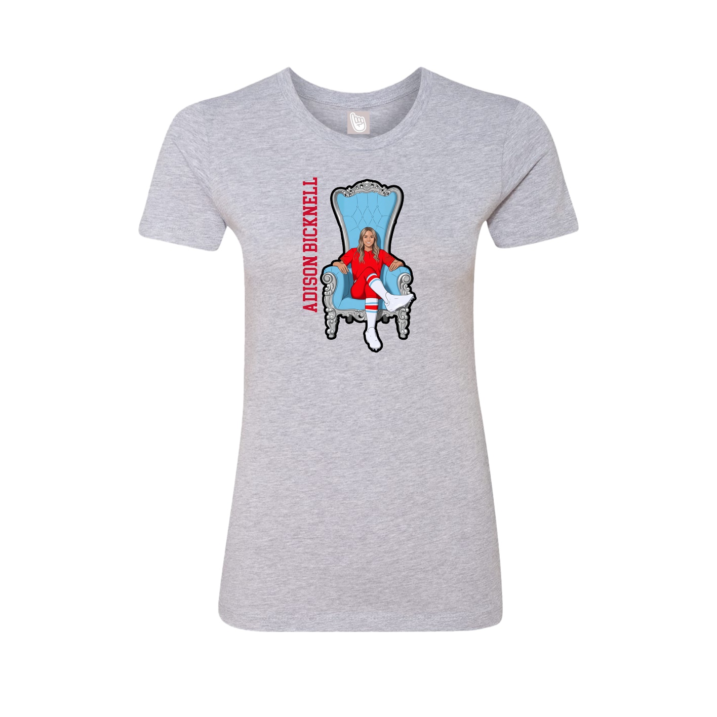 Fitted Women's Tee — Name Vertical in Grey