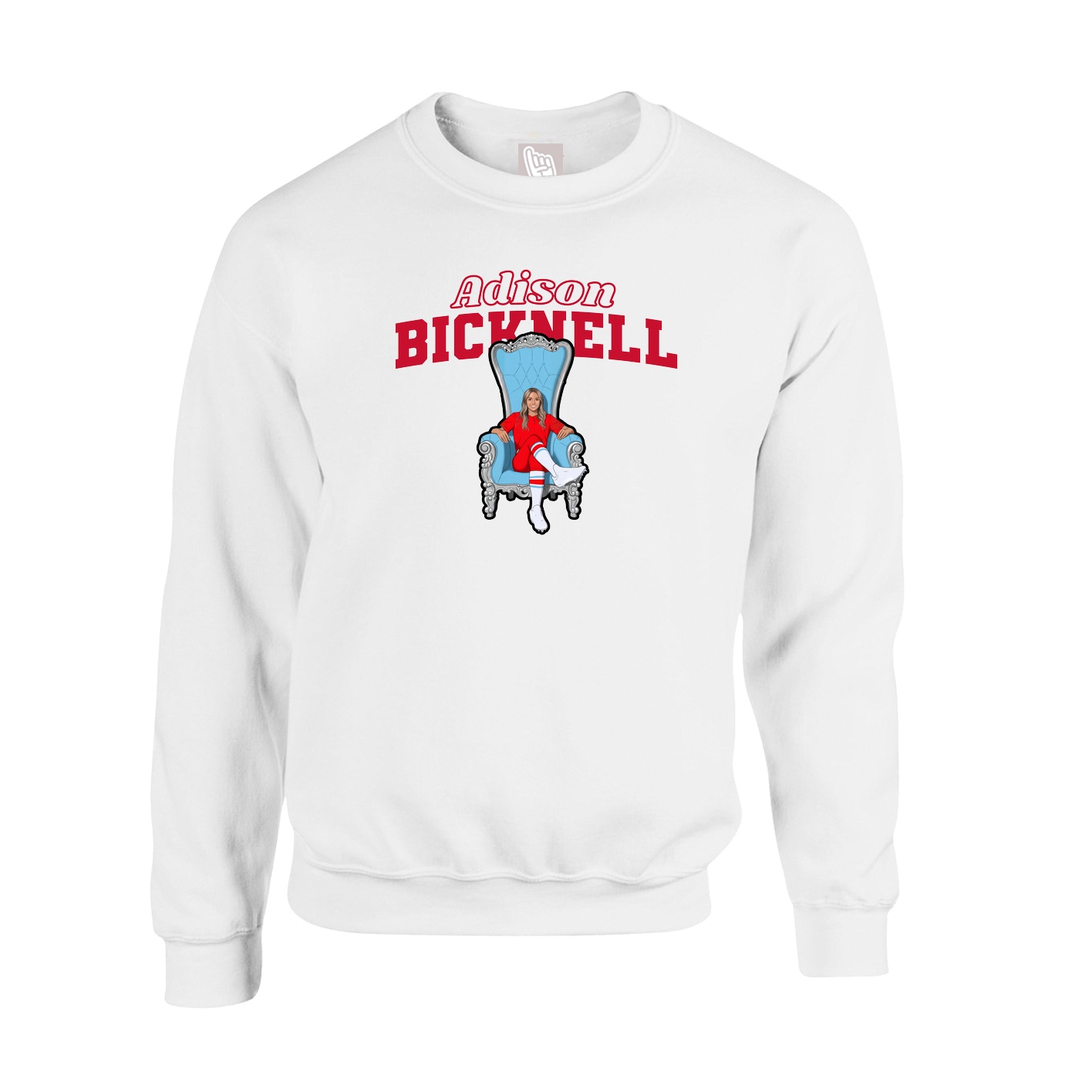 Fleece Crew — Name Arch in White