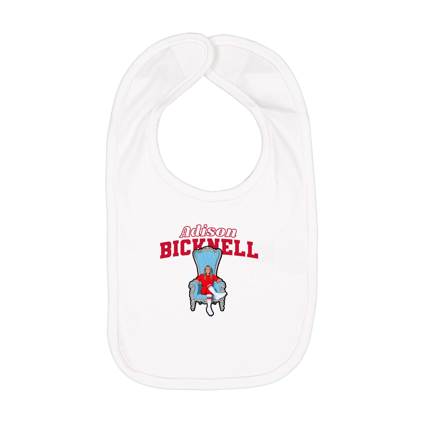 Infant Bib — Name Arch in White