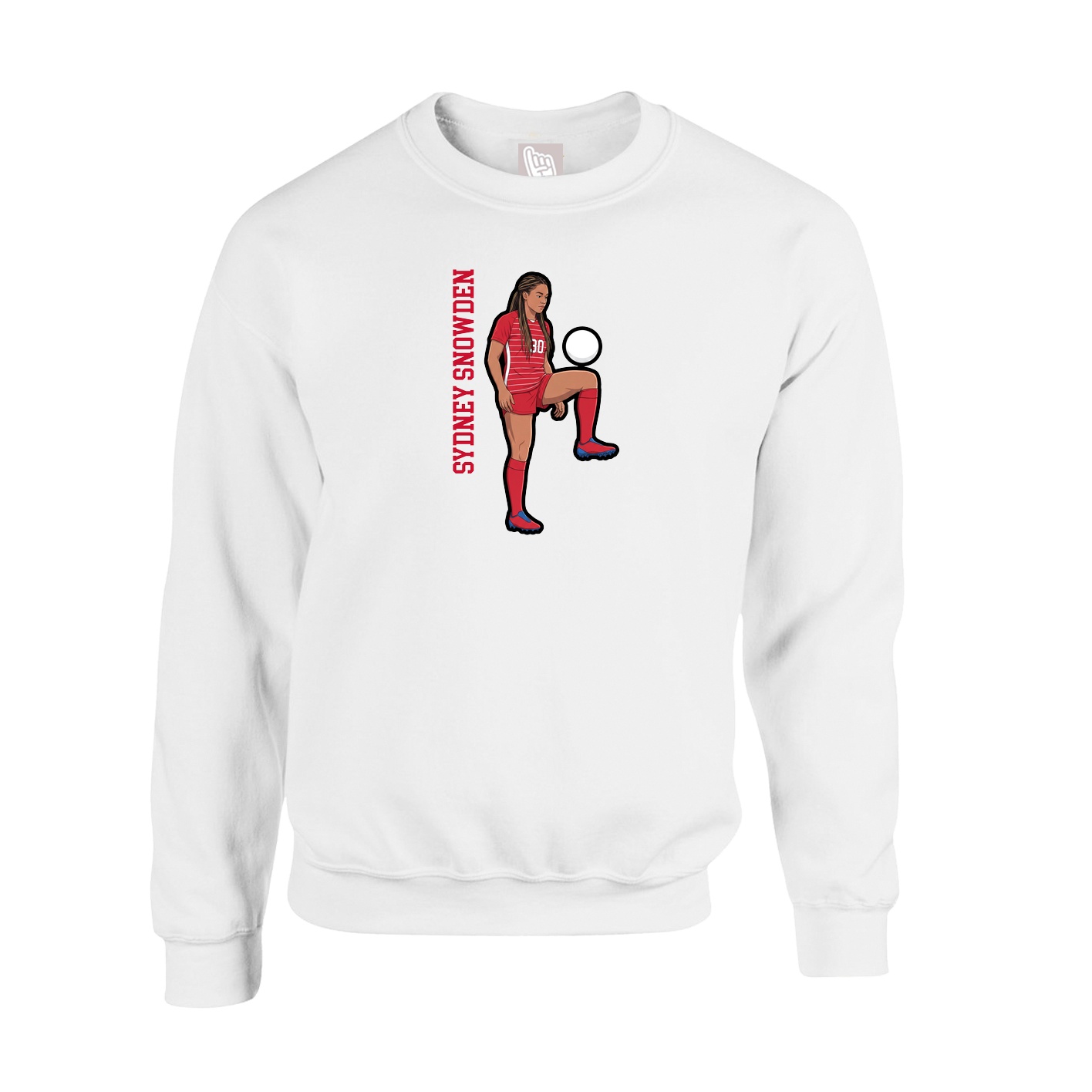 Fleece Crew — Name Vertical in White