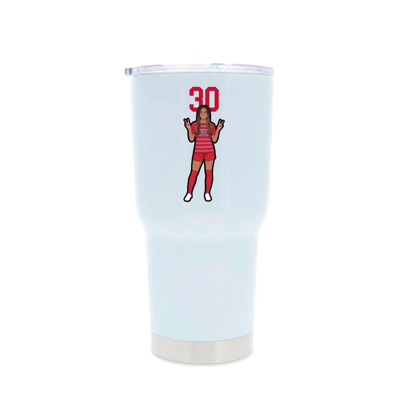 30oz Stainless Steel Tumbler — Number Top in White