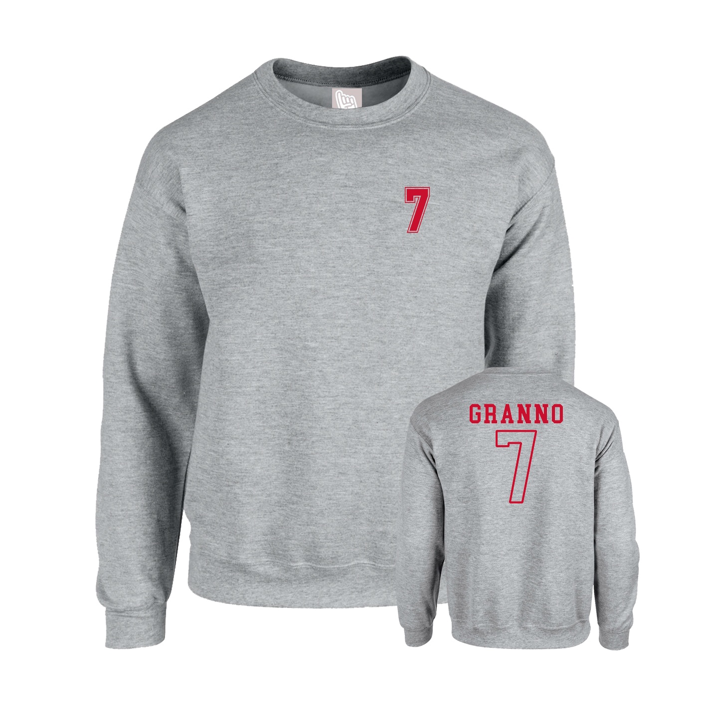 Fleece Crew — Chest Back in Grey