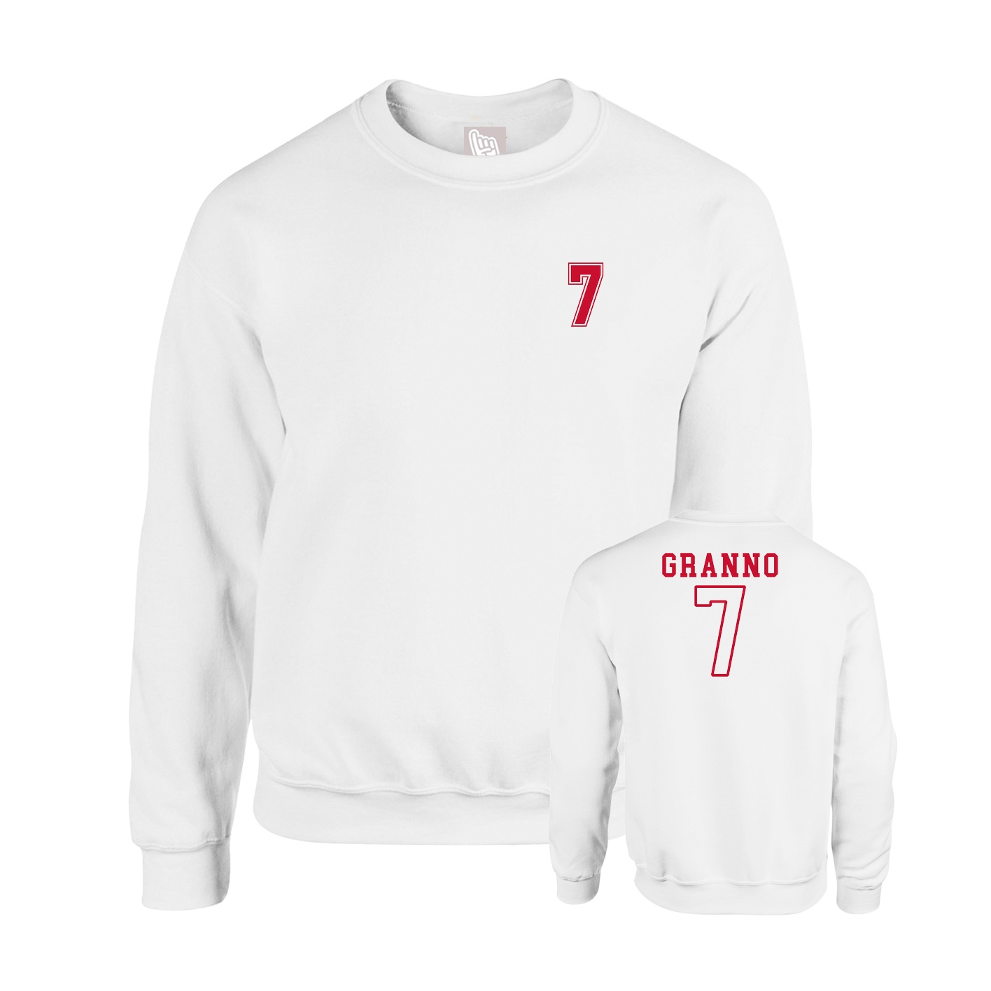 Fleece Crew — Chest Back in White