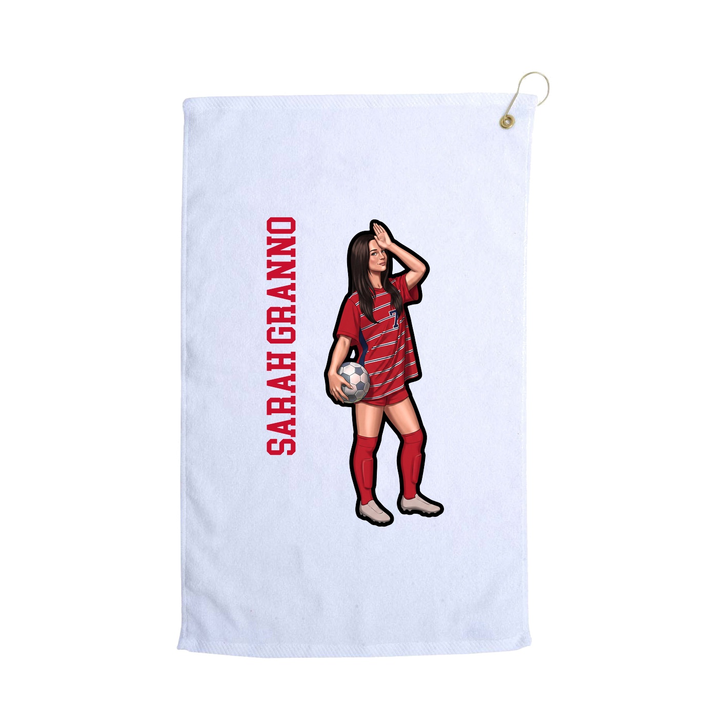 Golf Towel — Name Vertical in White