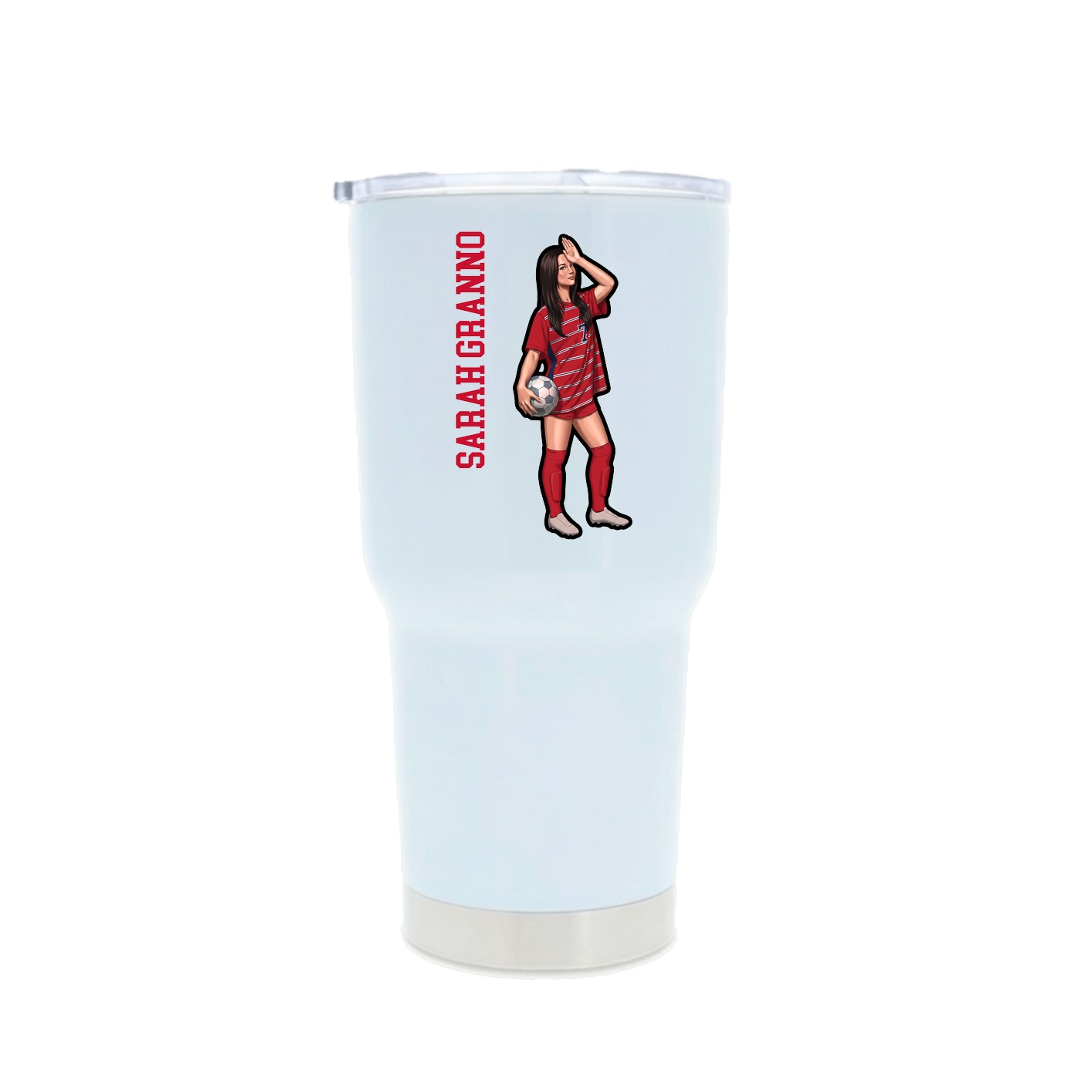 30oz Stainless Steel Tumbler — Name Vertical in White