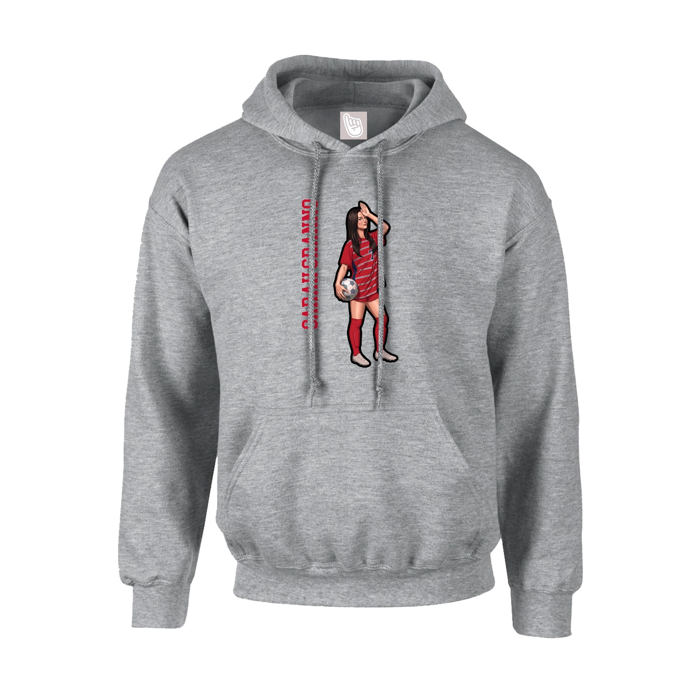 Hoodie — Name Vertical in Grey