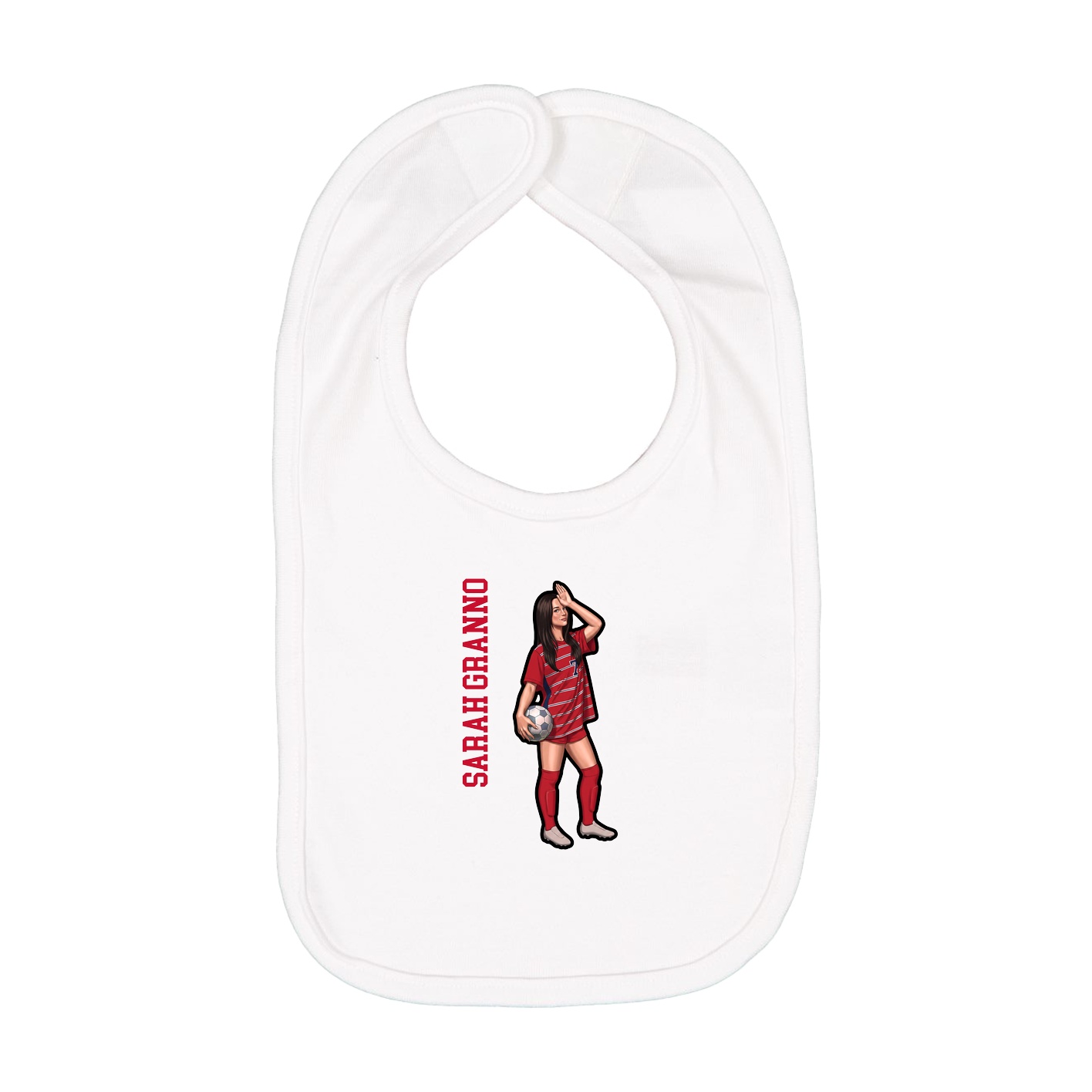 Infant Bib — Name Vertical in White