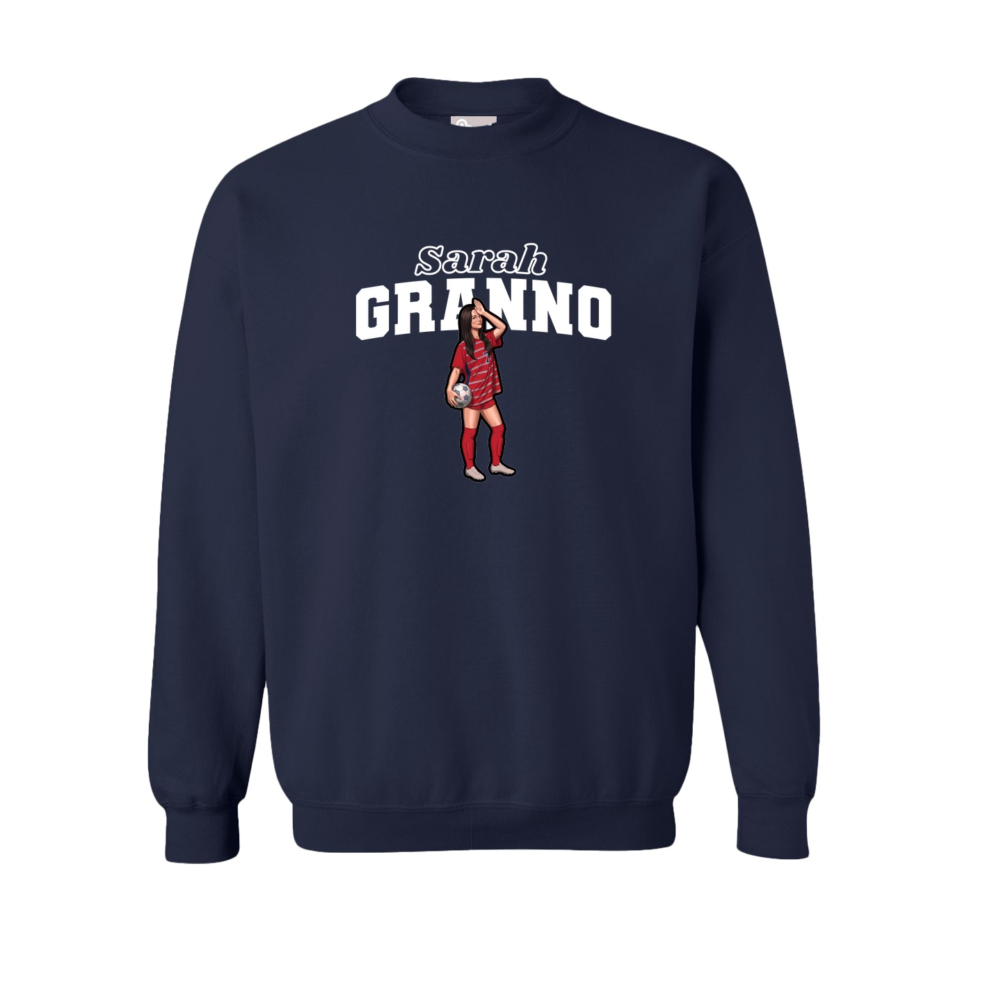 Fleece Crew — Name Arch in Navy