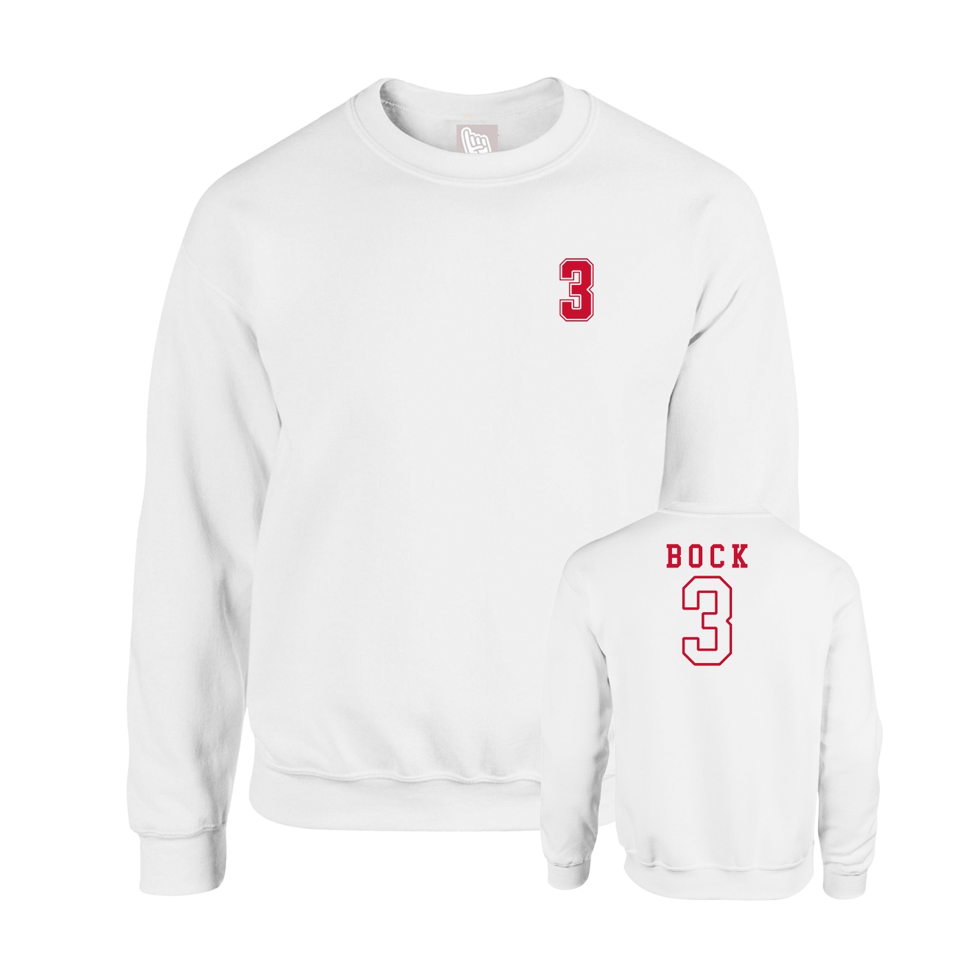 Fleece Crew — Chest Back in White