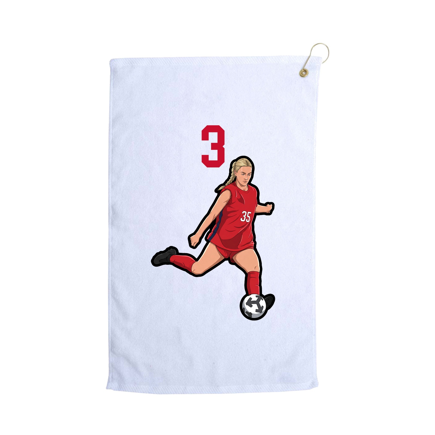 Golf Towel — Number Top in White