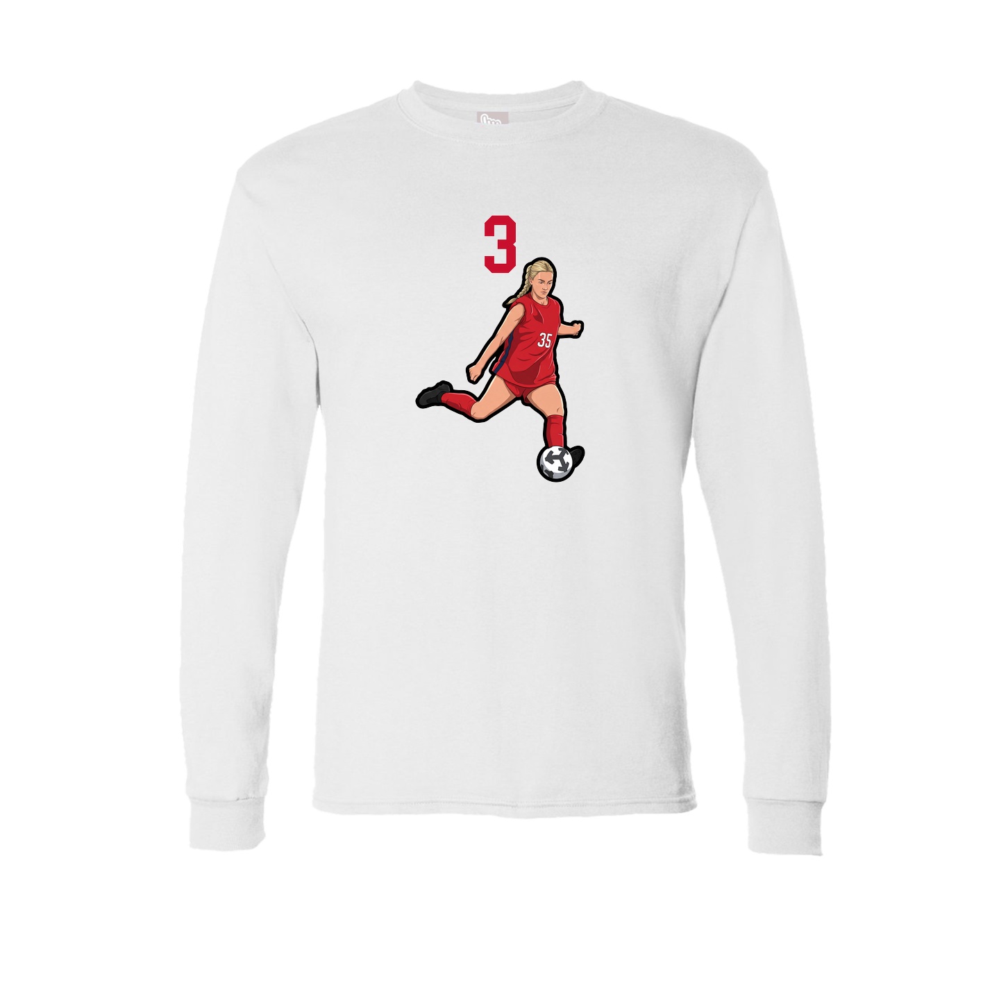 Long Sleeve Tee — Number Top in White
