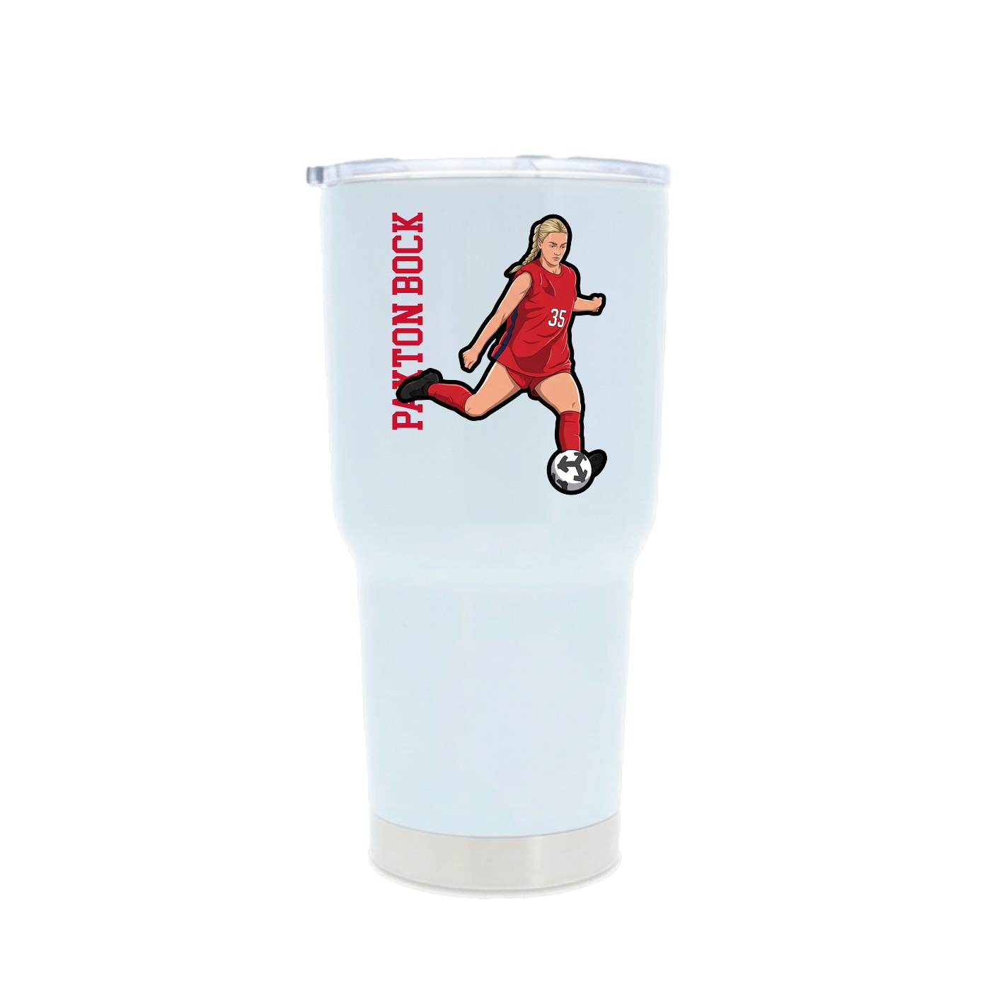 30oz Stainless Steel Tumbler — Name Vertical in White