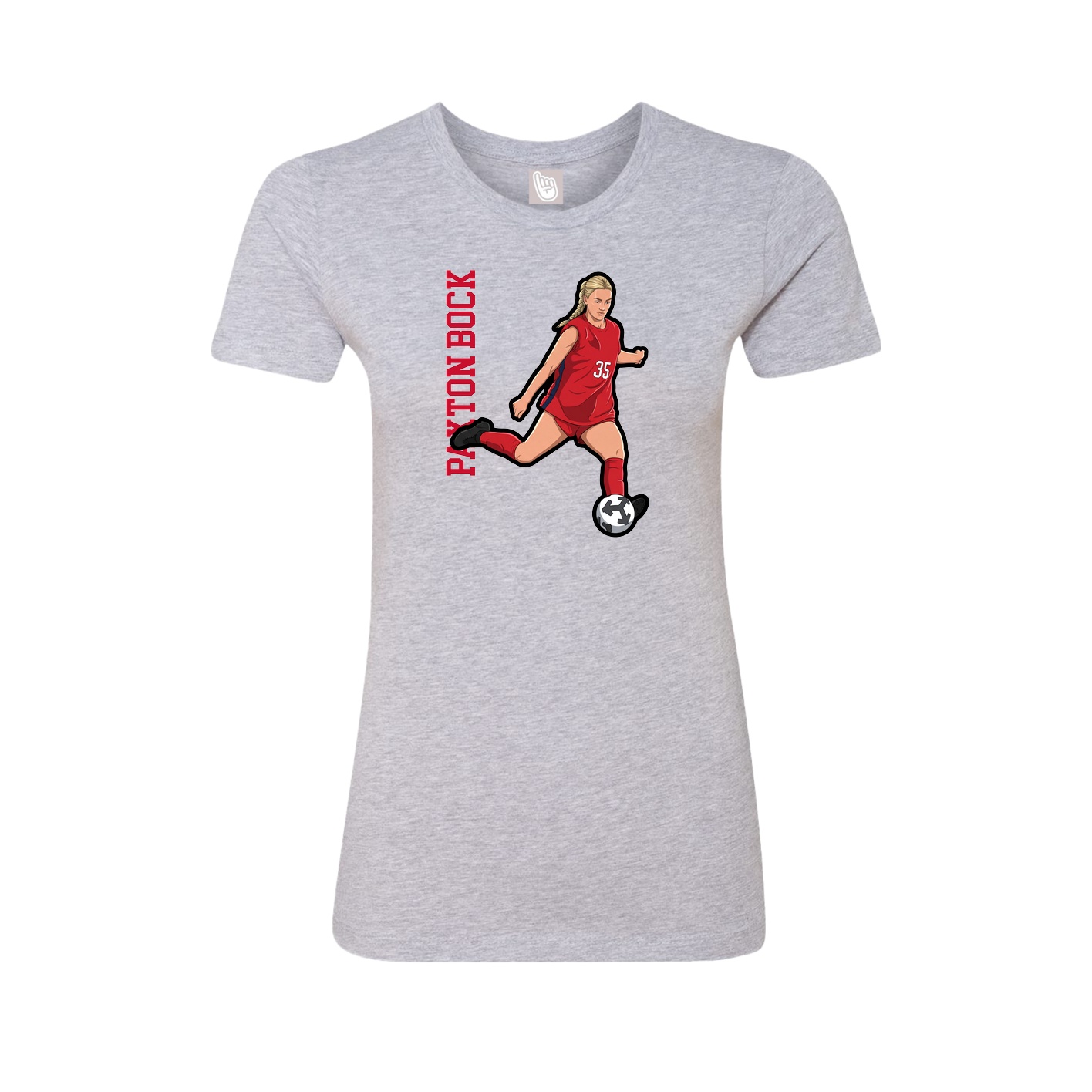 Fitted Women's Tee — Name Vertical in Grey