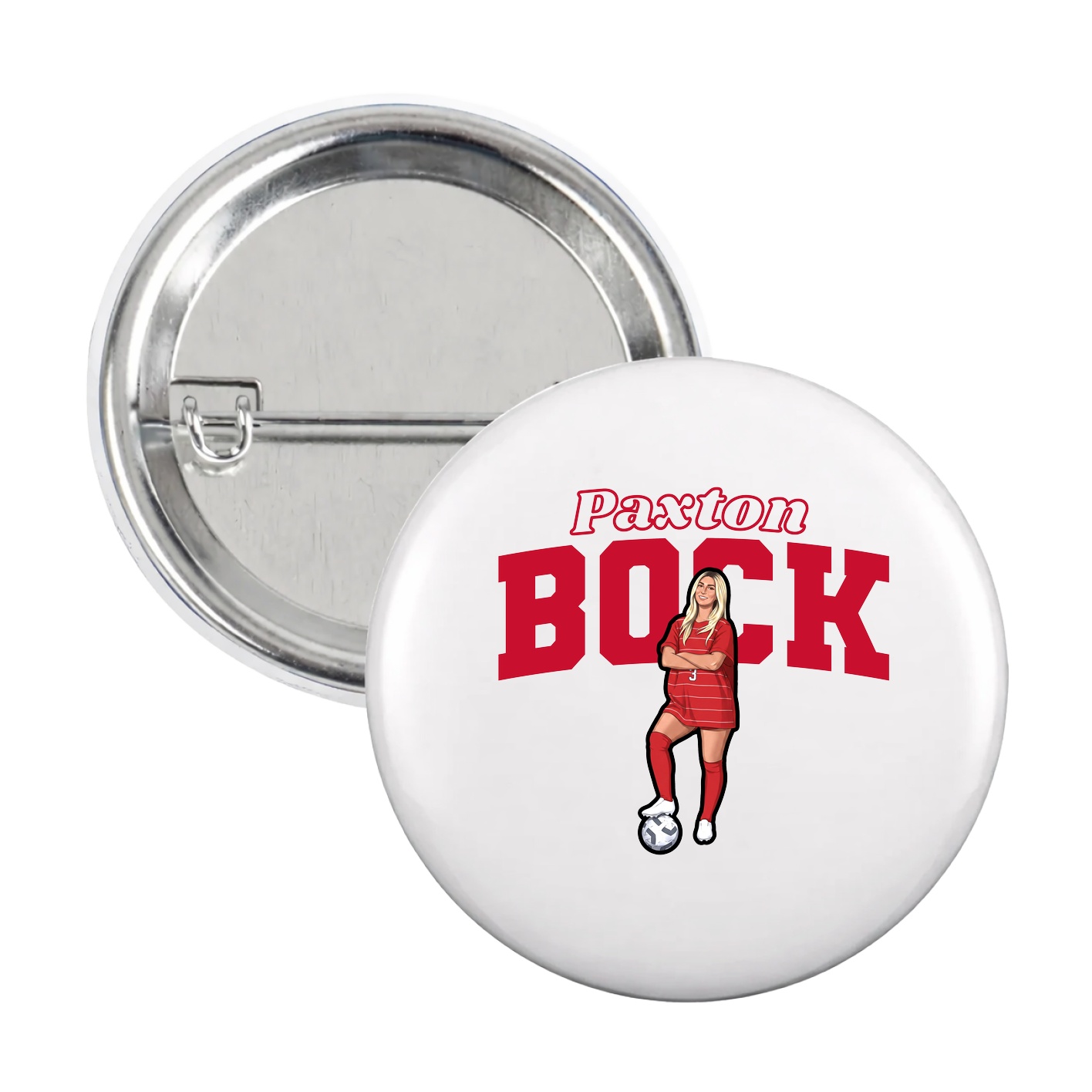 Game Day Button — Name Arch in White