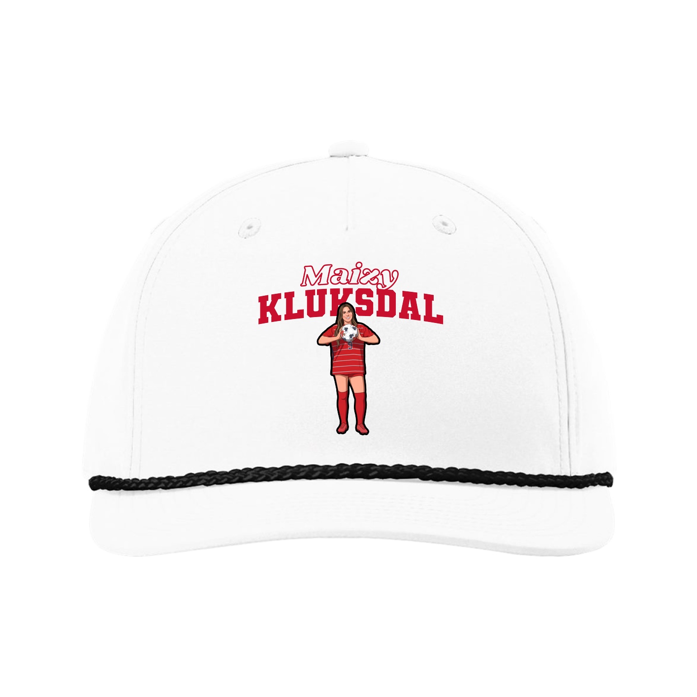 Five-Panel Classic Rope Cap — Name Arch in White