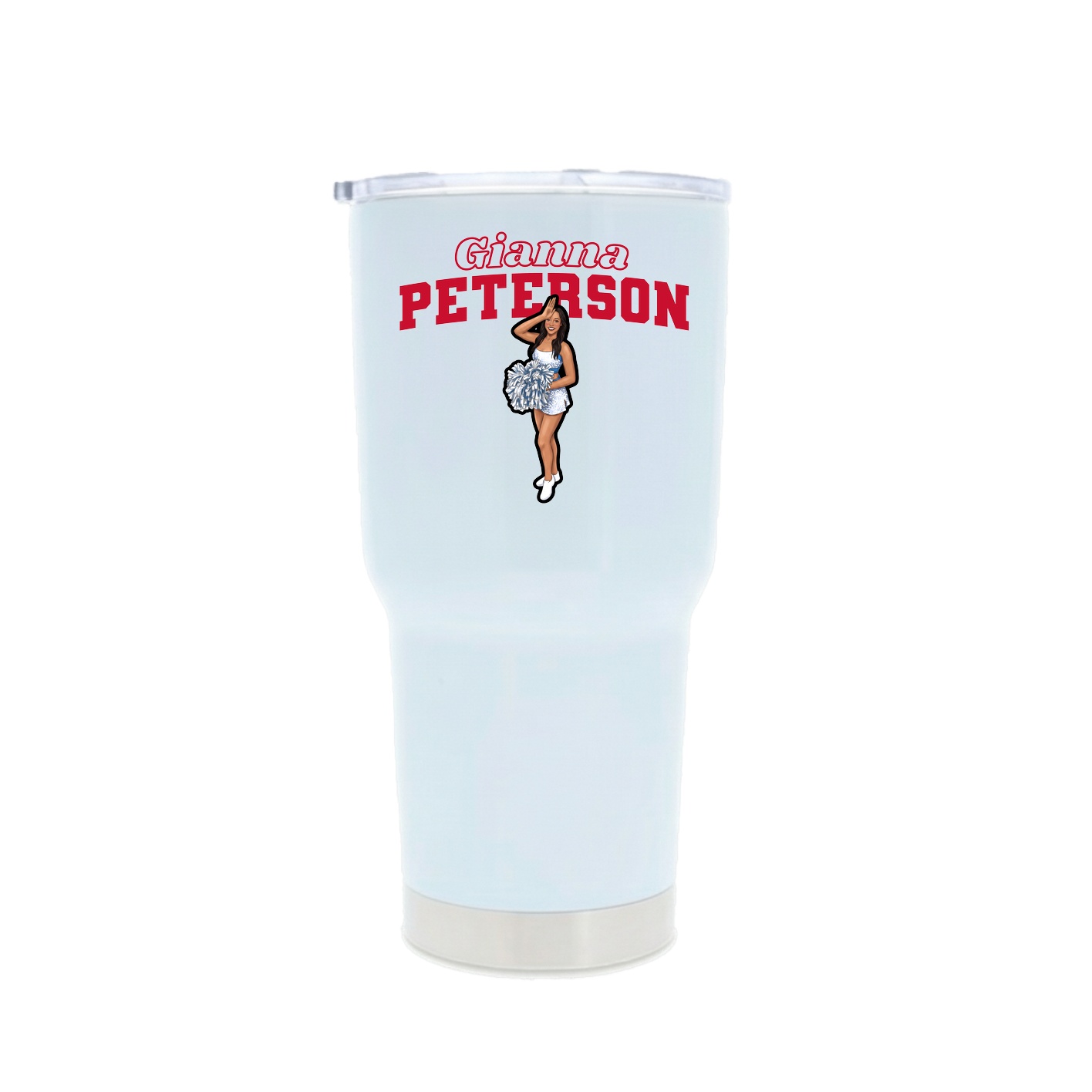 30oz Stainless Steel Tumbler — Name Arch in White