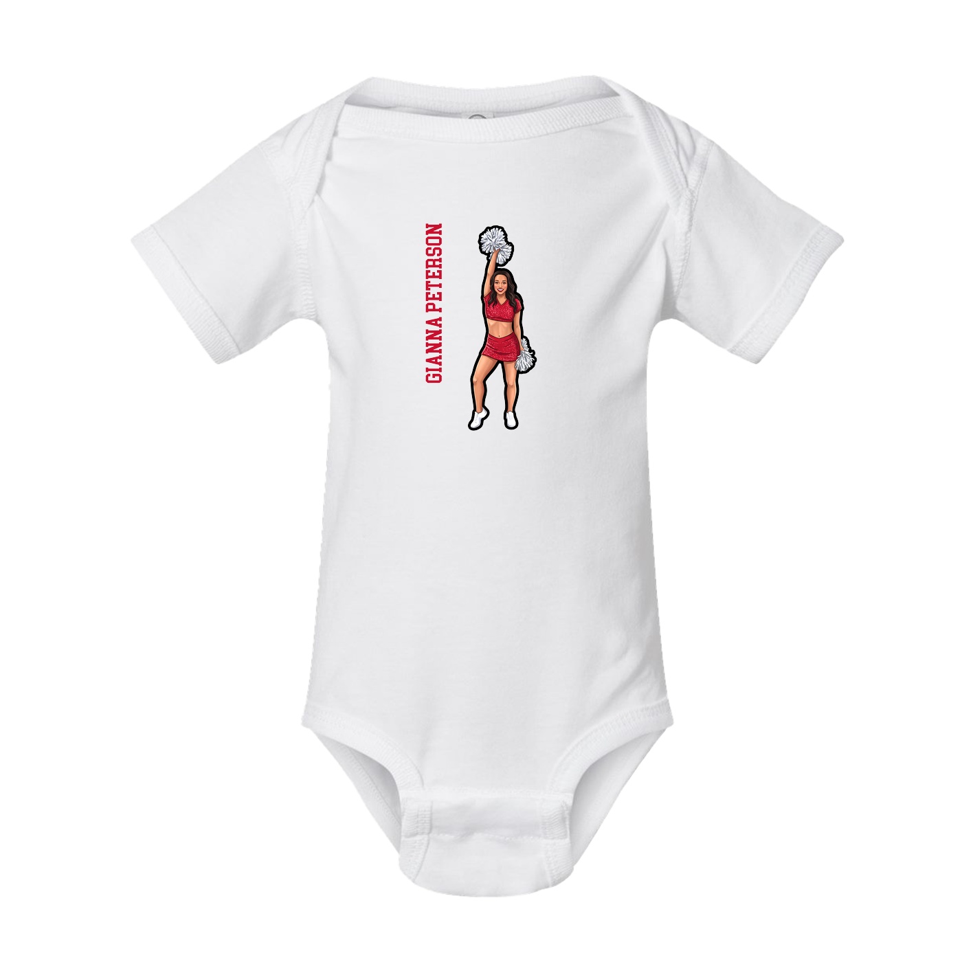 Baby Onesie — Name Vertical in White