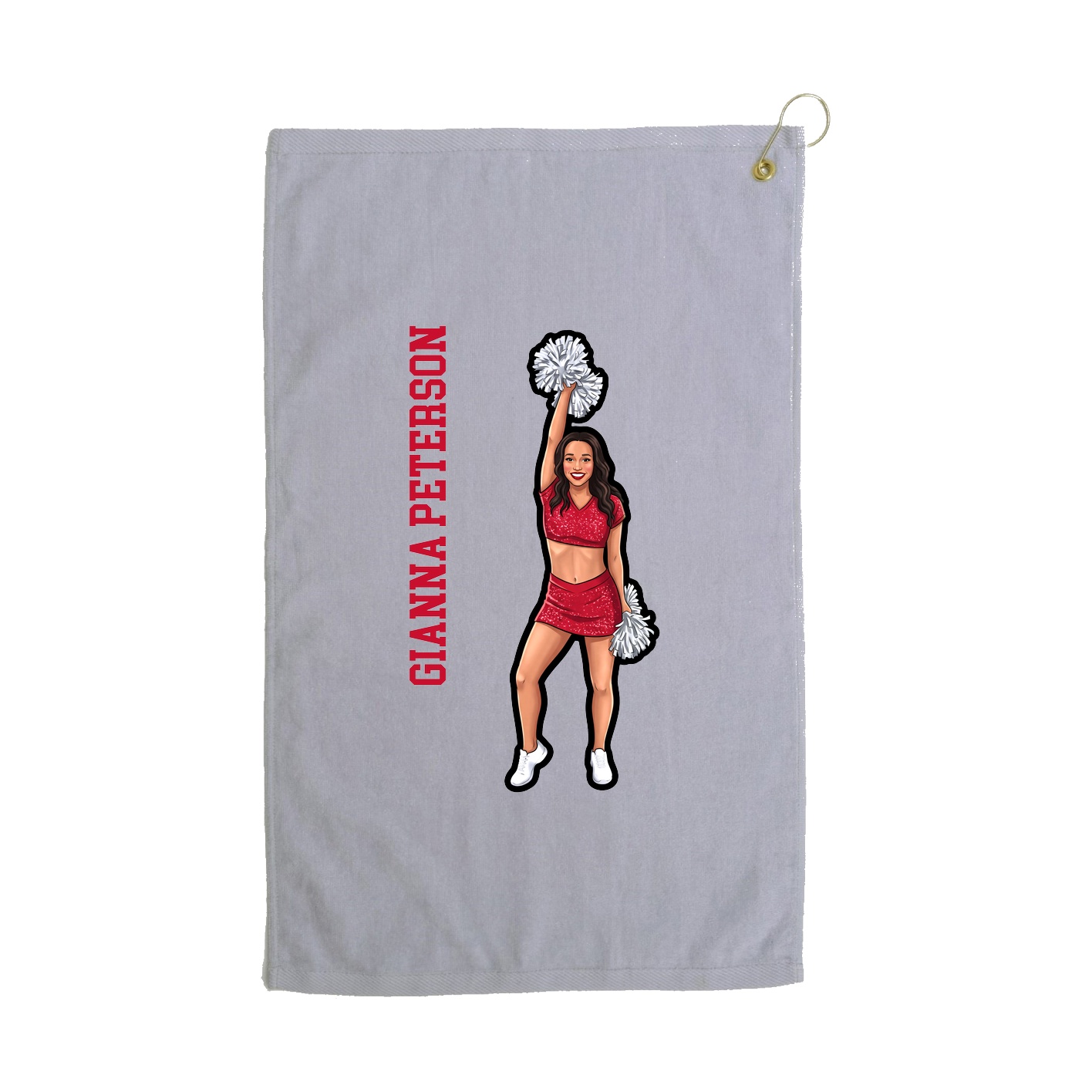 Golf Towel — Name Vertical in Grey