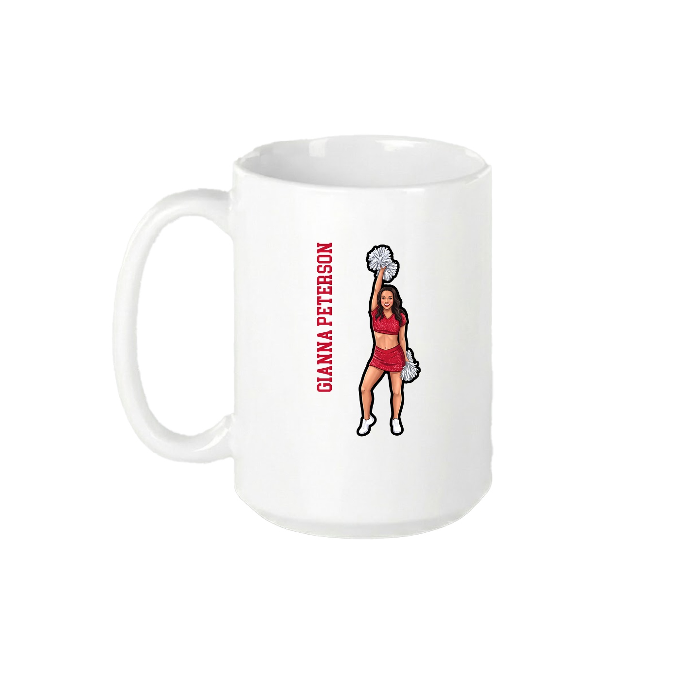 15oz Coffee Mug — Name Vertical in White