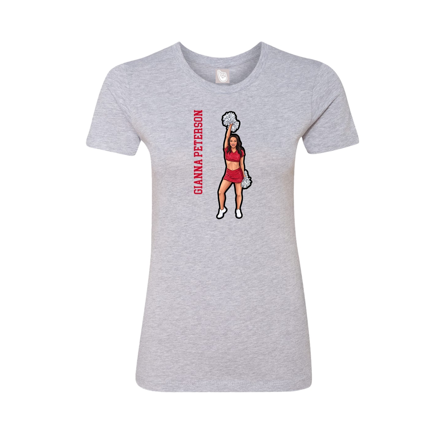 Fitted Women's Tee — Name Vertical in Grey