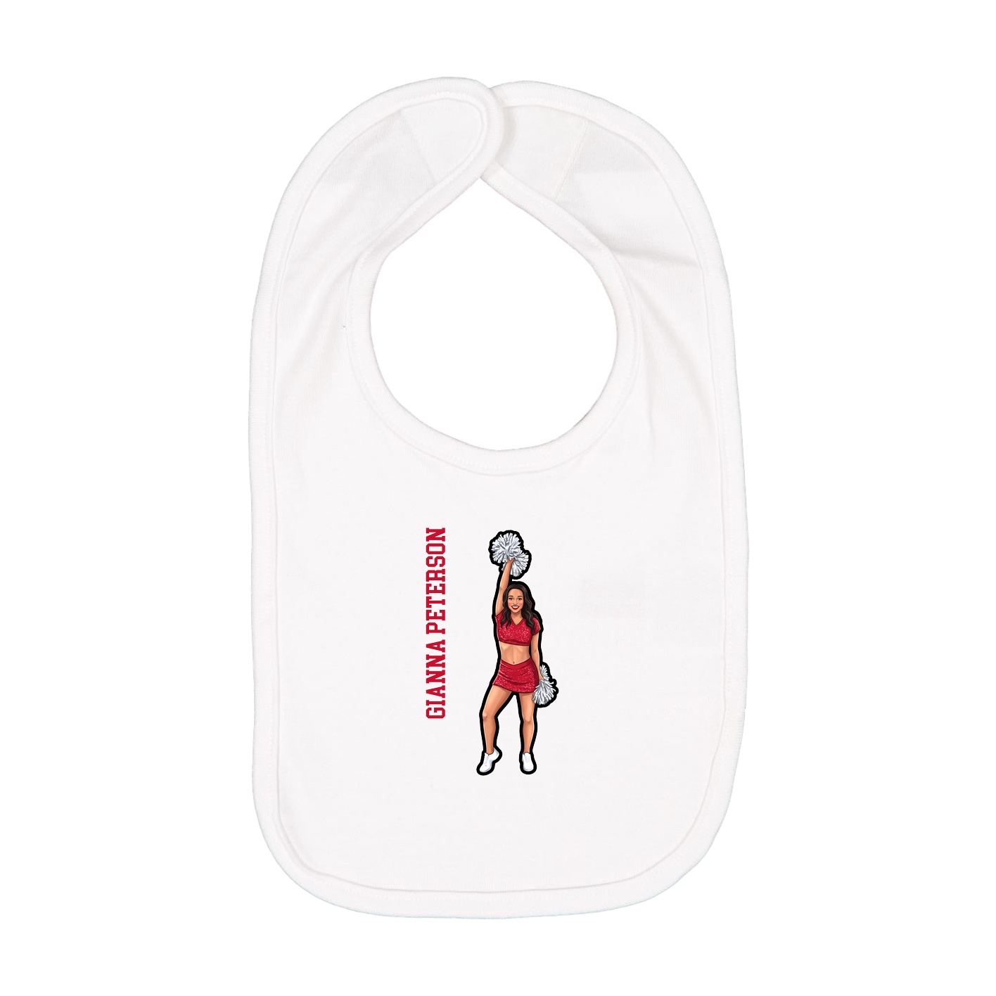Infant Bib — Name Vertical in White