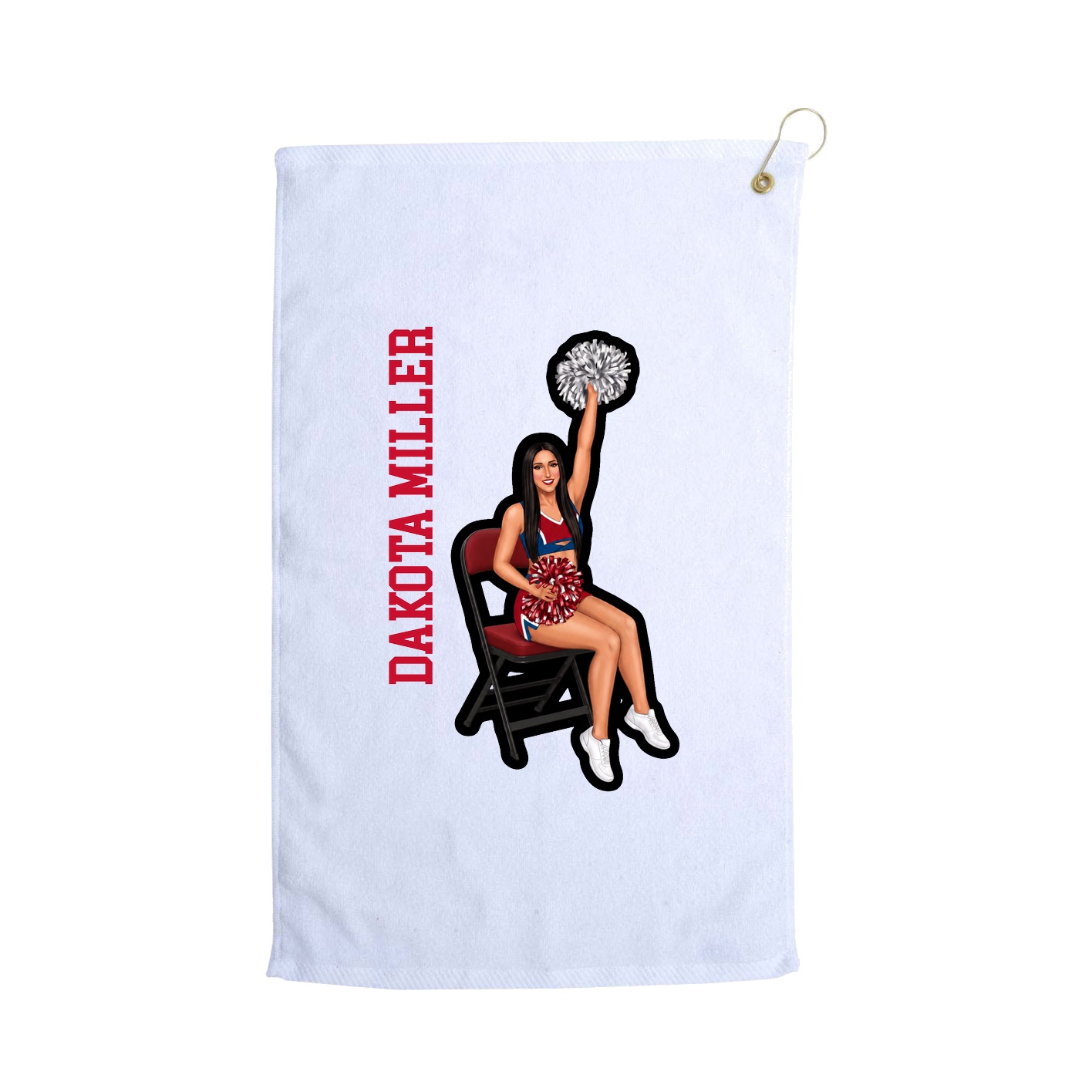 Golf Towel — Name Vertical in White