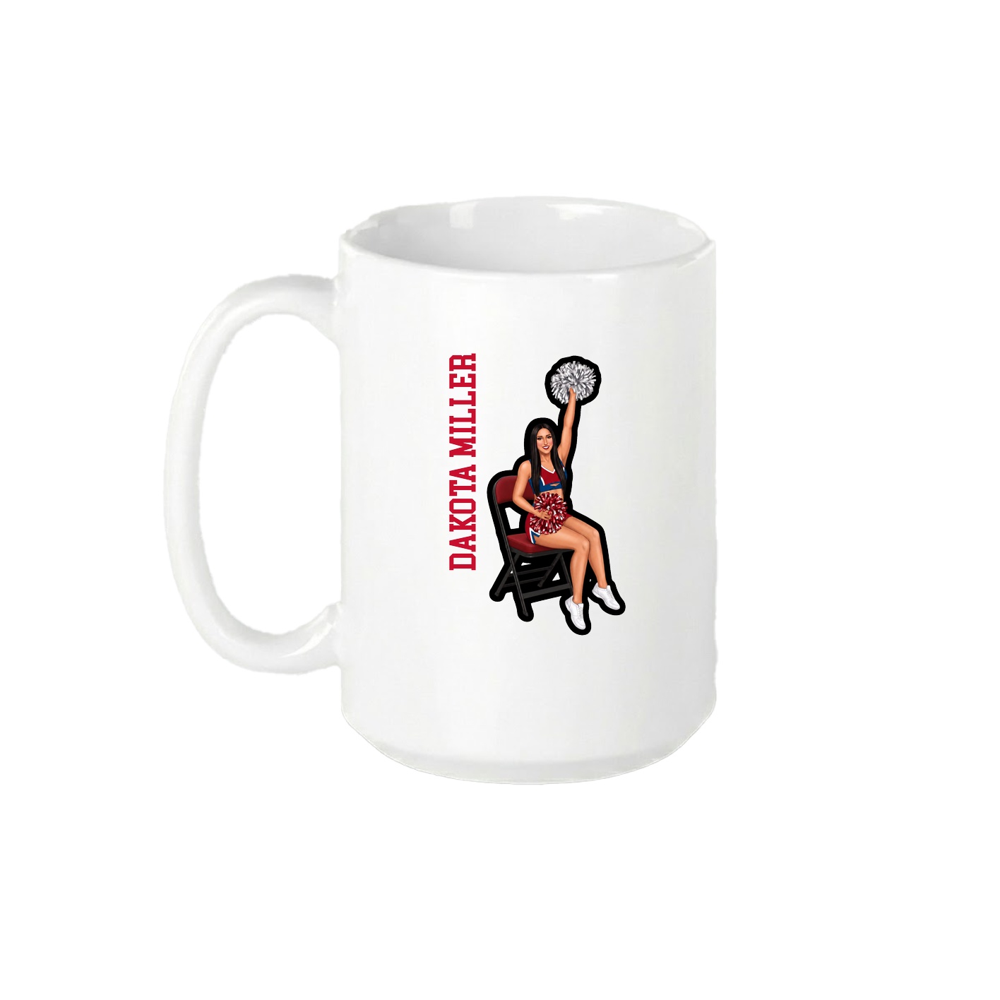 15oz Coffee Mug — Name Vertical in White