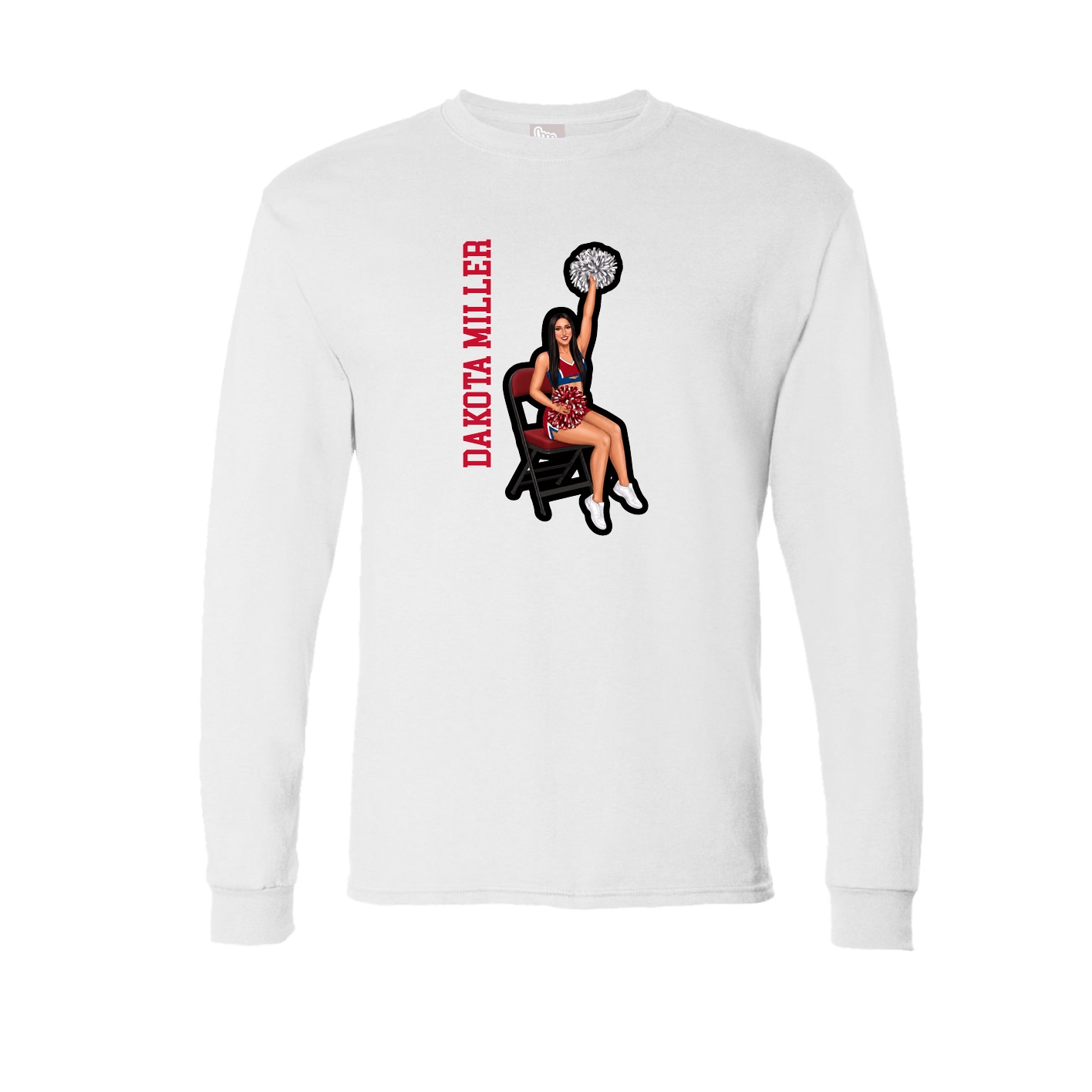 Long Sleeve Tee — Name Vertical in White