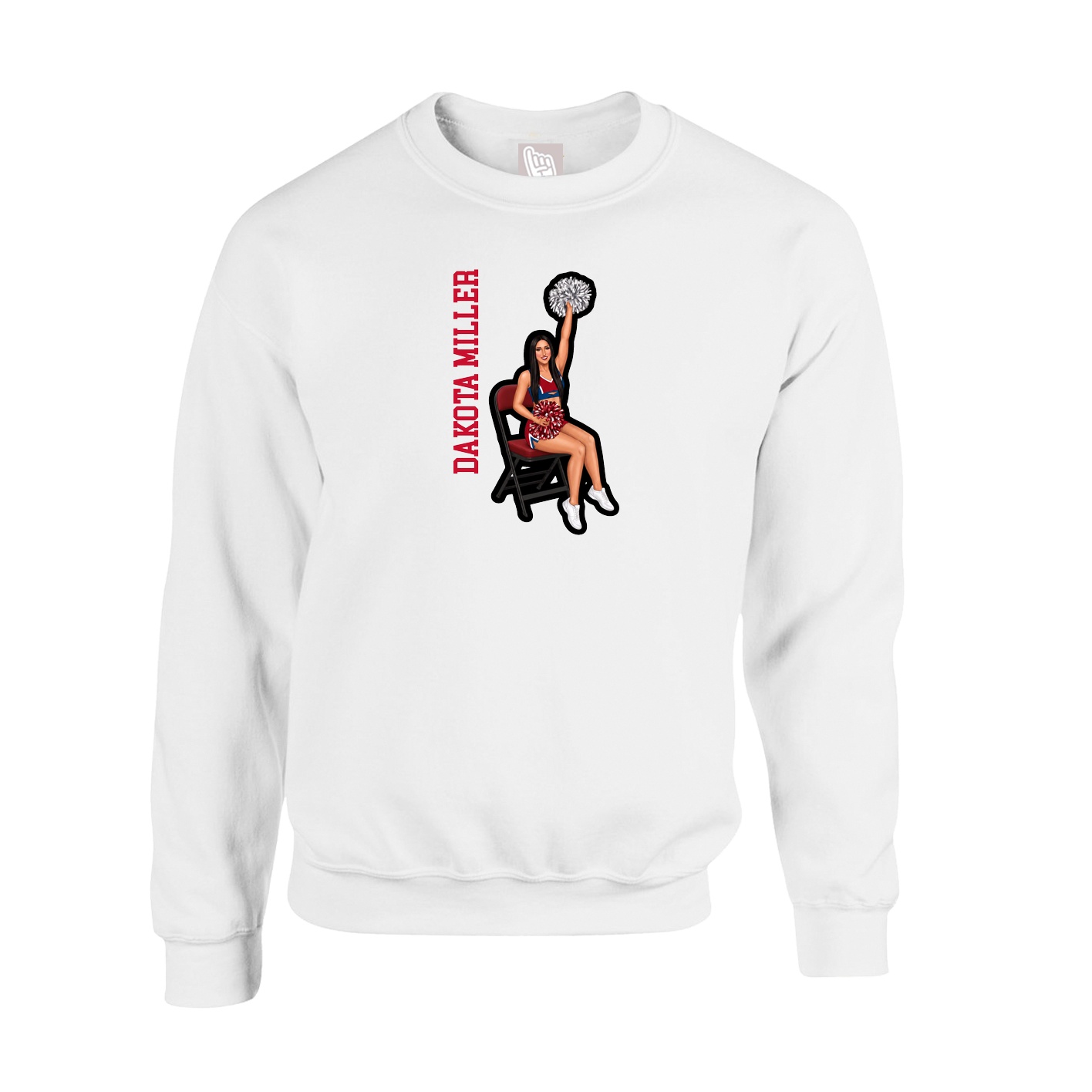 Fleece Crew — Name Vertical in White