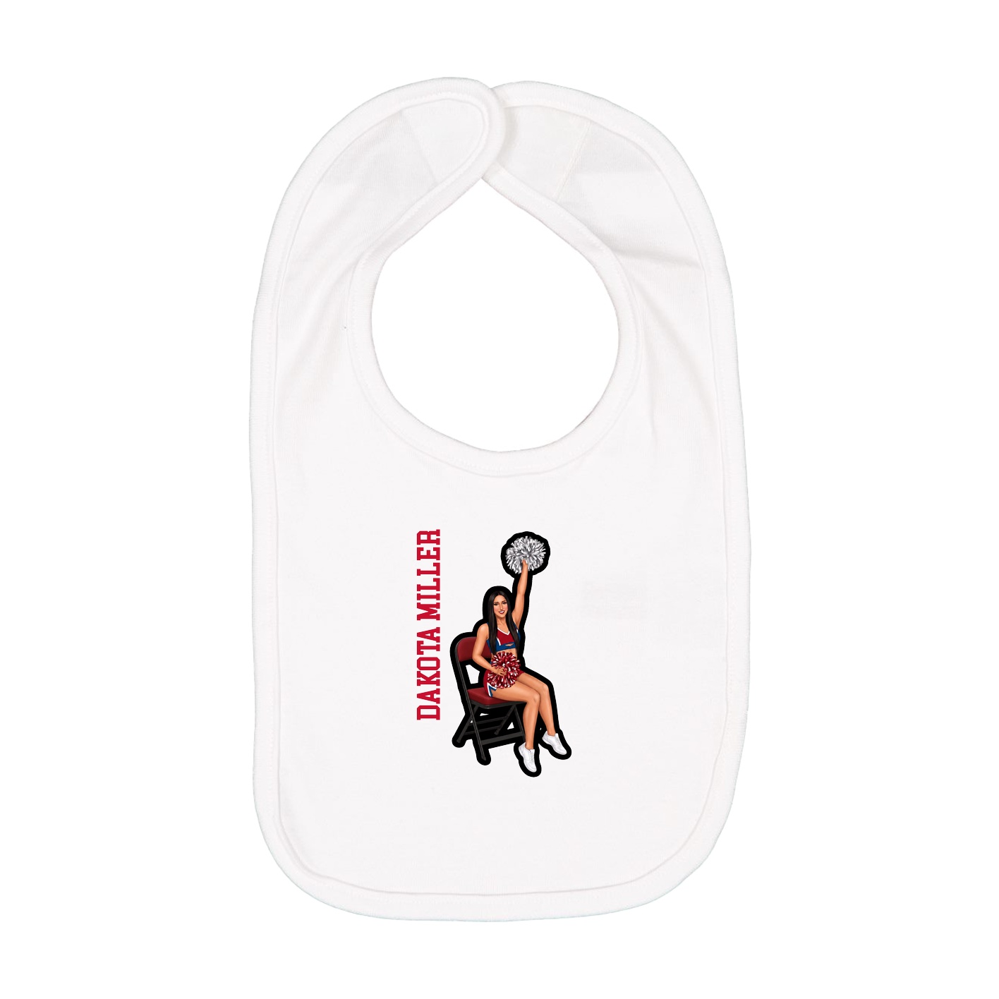 Infant Bib — Name Vertical in White