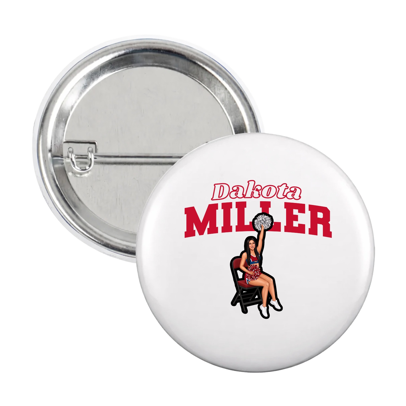 Game Day Button — Name Arch in White