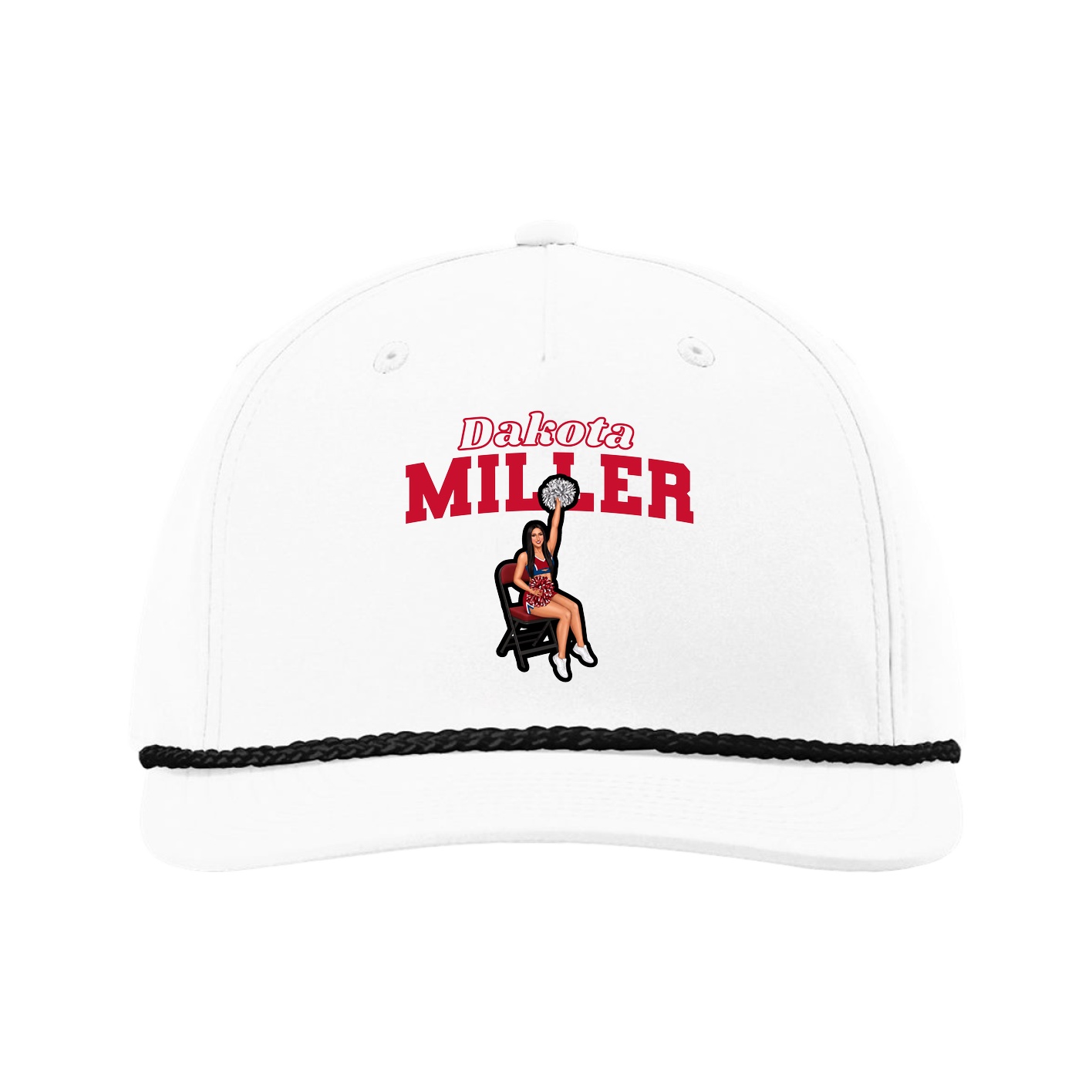Five-Panel Classic Rope Cap — Name Arch in White