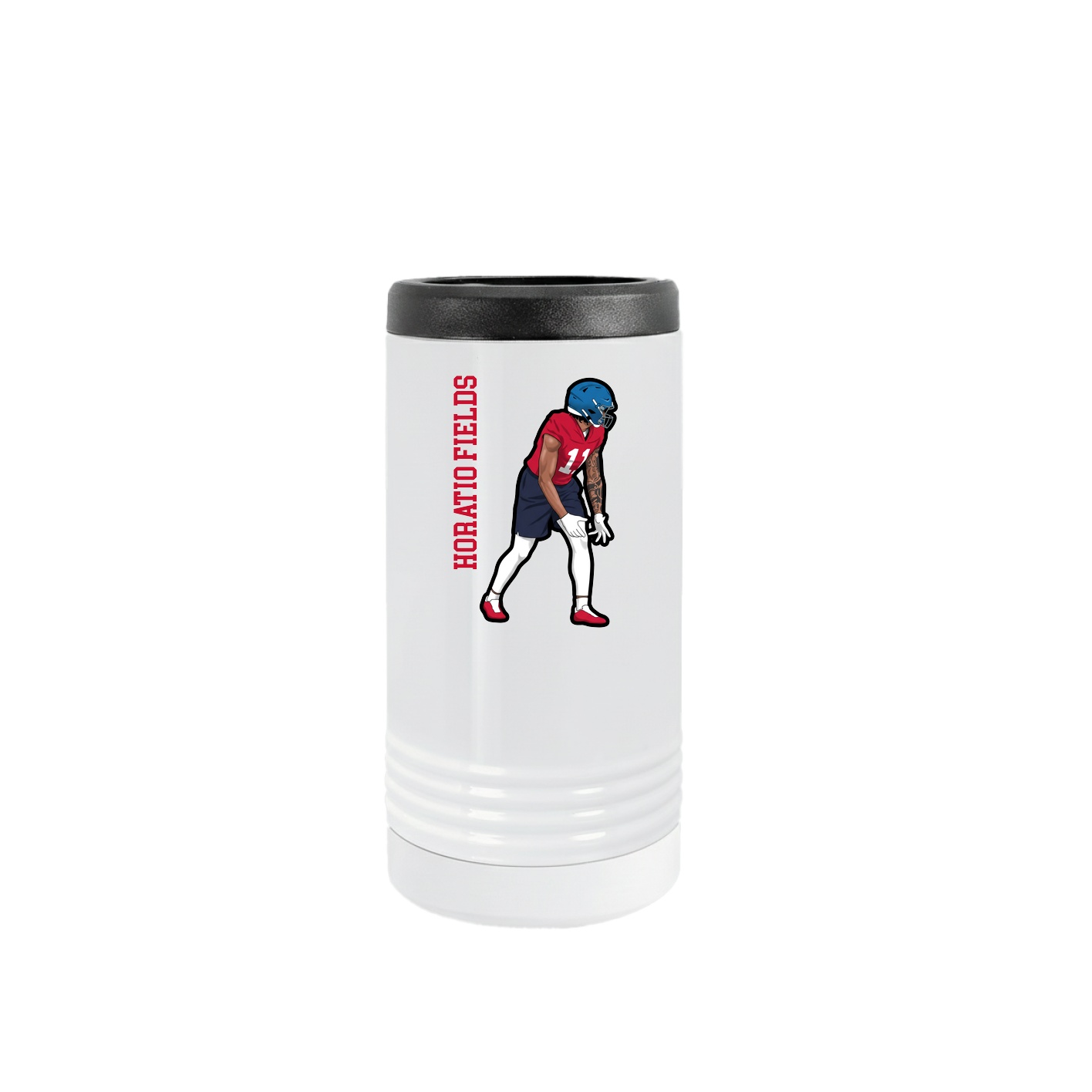 Slim Beverage Holder — Name Vertical in White