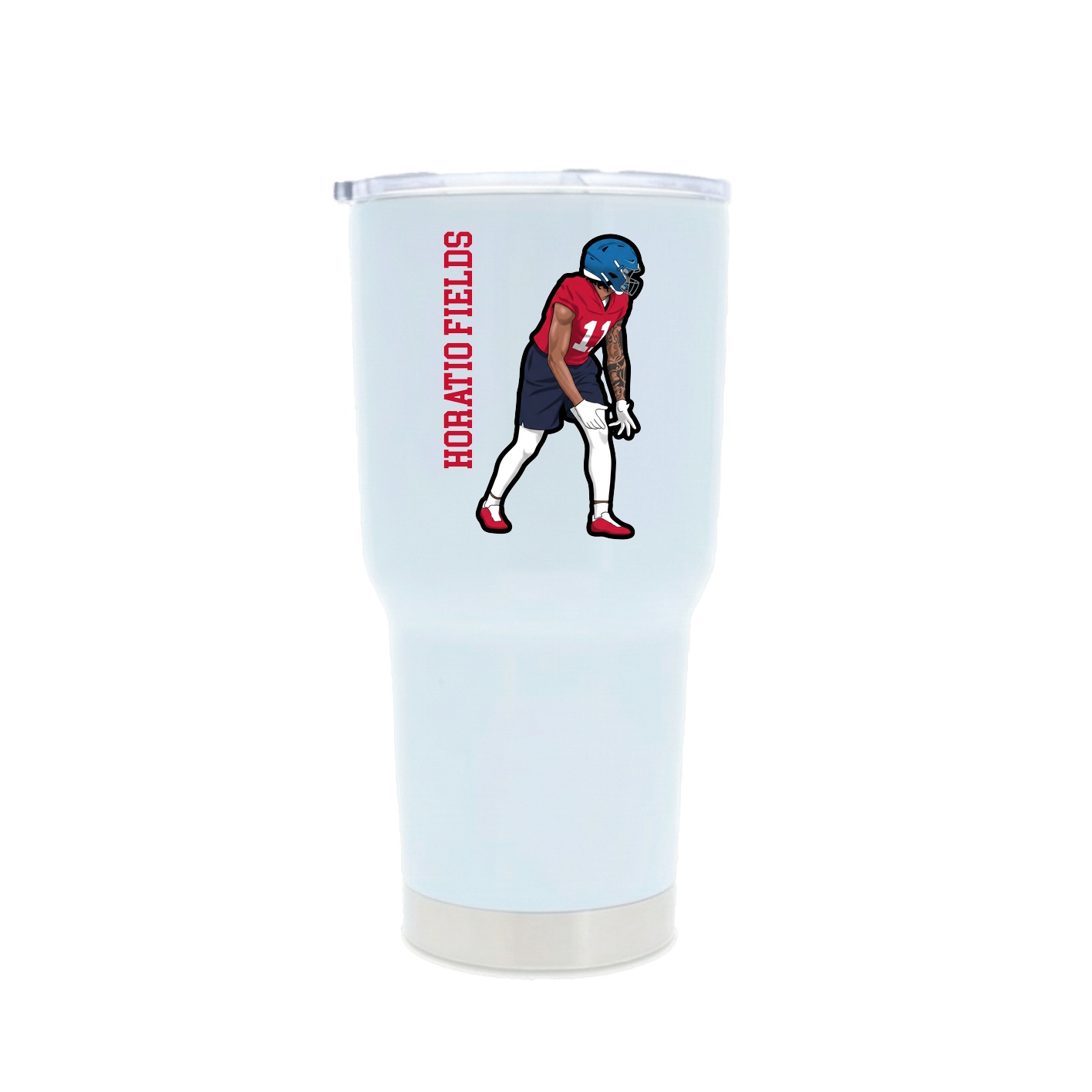 30oz Stainless Steel Tumbler — Name Vertical in White
