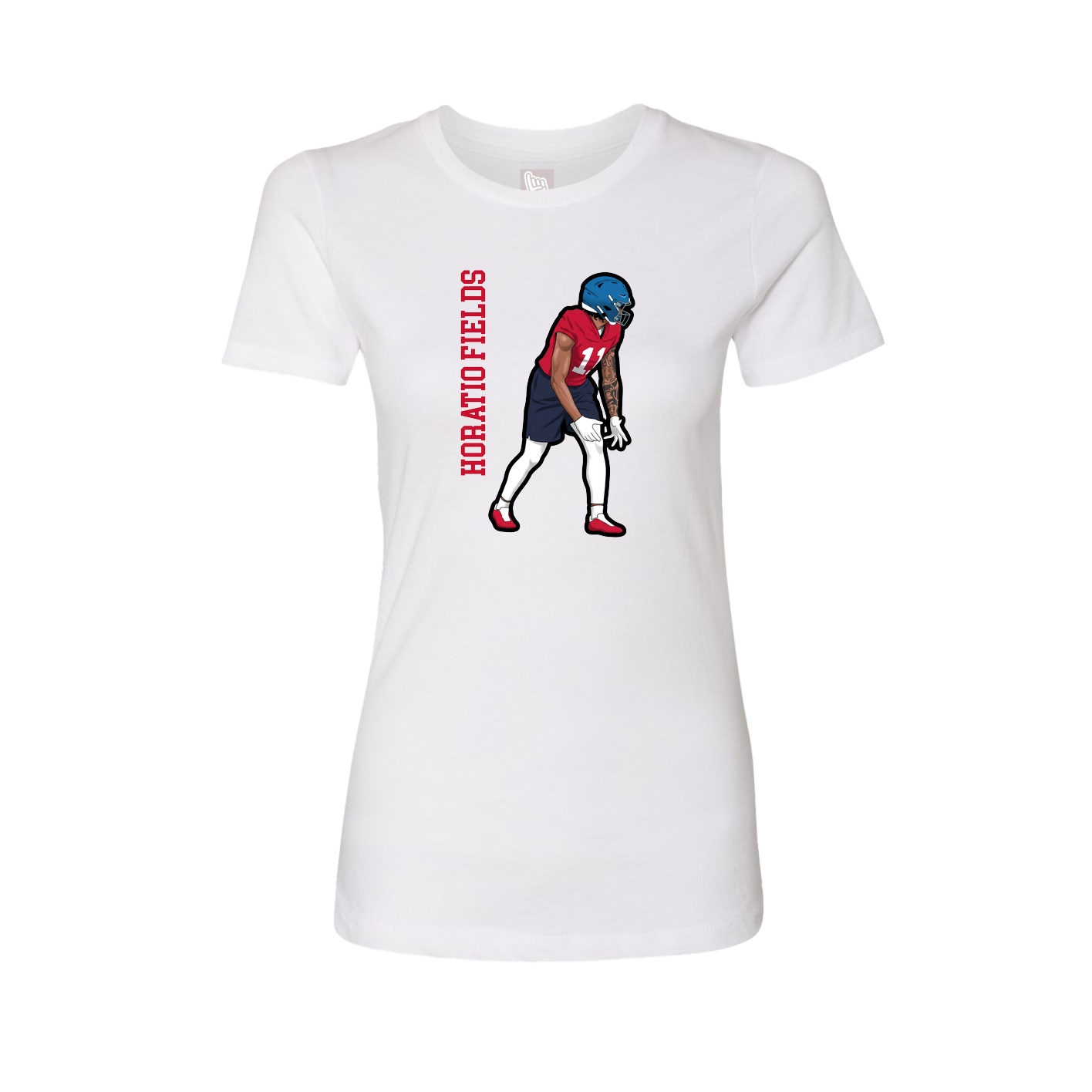 Fitted Women's Tee — Name Vertical in White