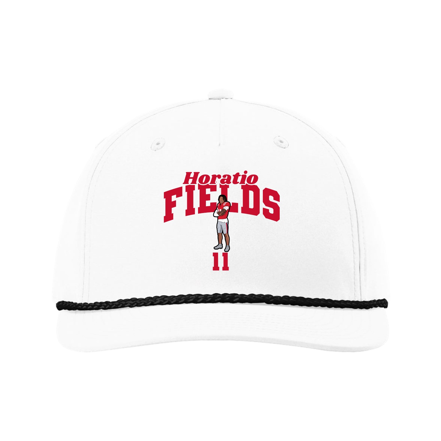 Five-Panel Classic Rope Cap — Signature Arch in White