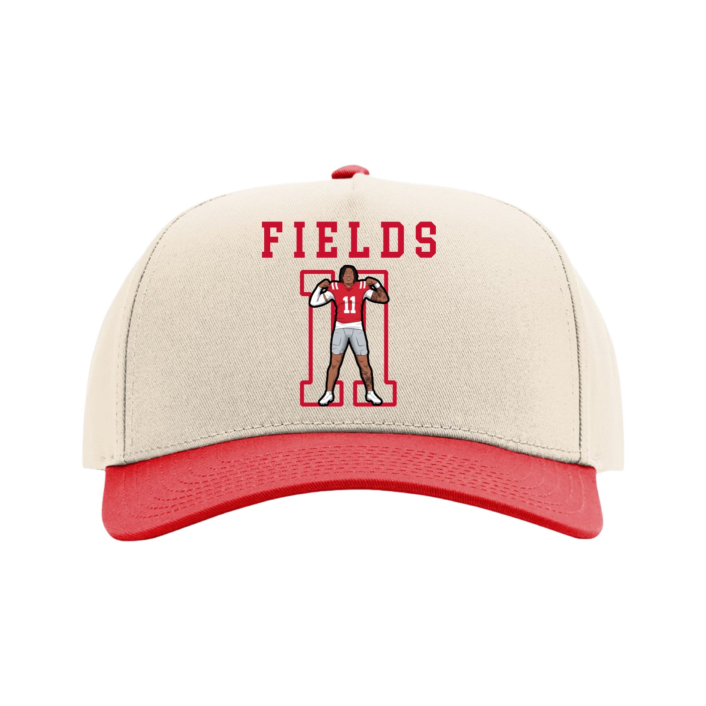 Full Fabric Five-Panel Champ Cap — Shirsey in Cream/Red