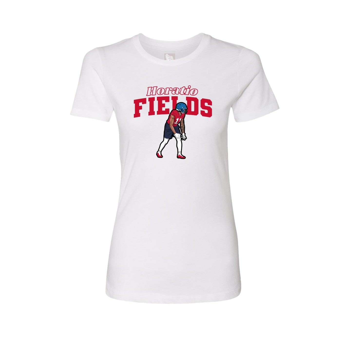 Fitted Women's Tee — Name Arch in White